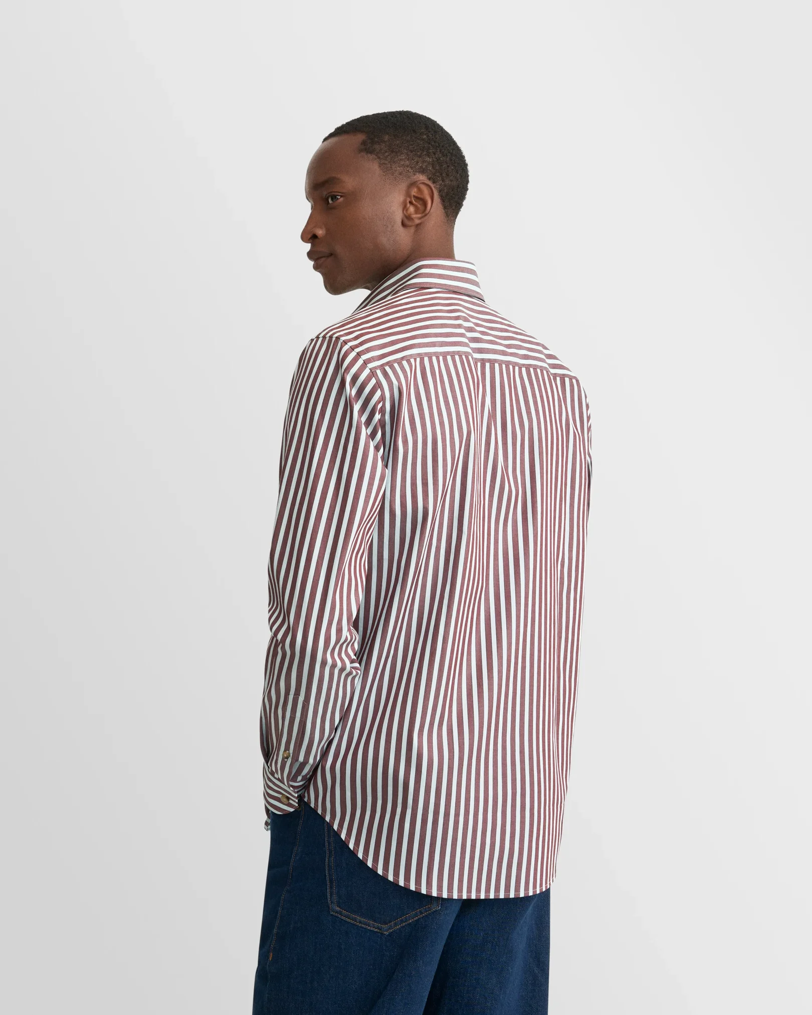 Eton - dark red bengal striped fine twill shirt