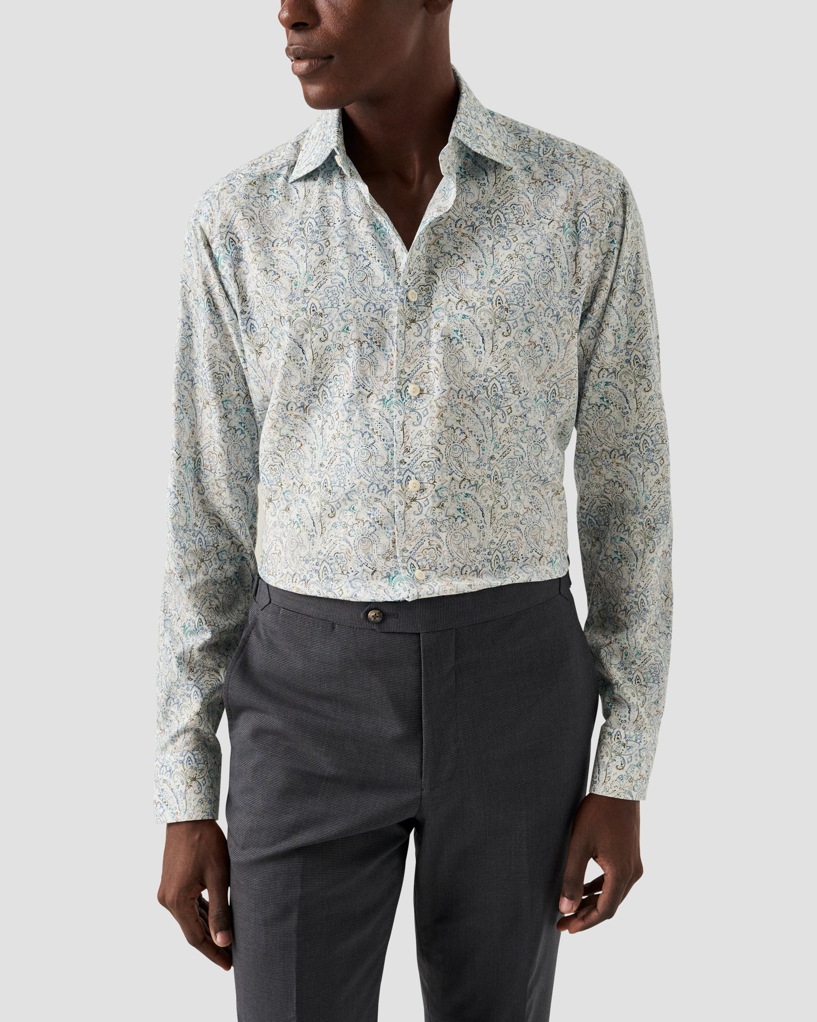 Eton - light green paisley lyocell shirt