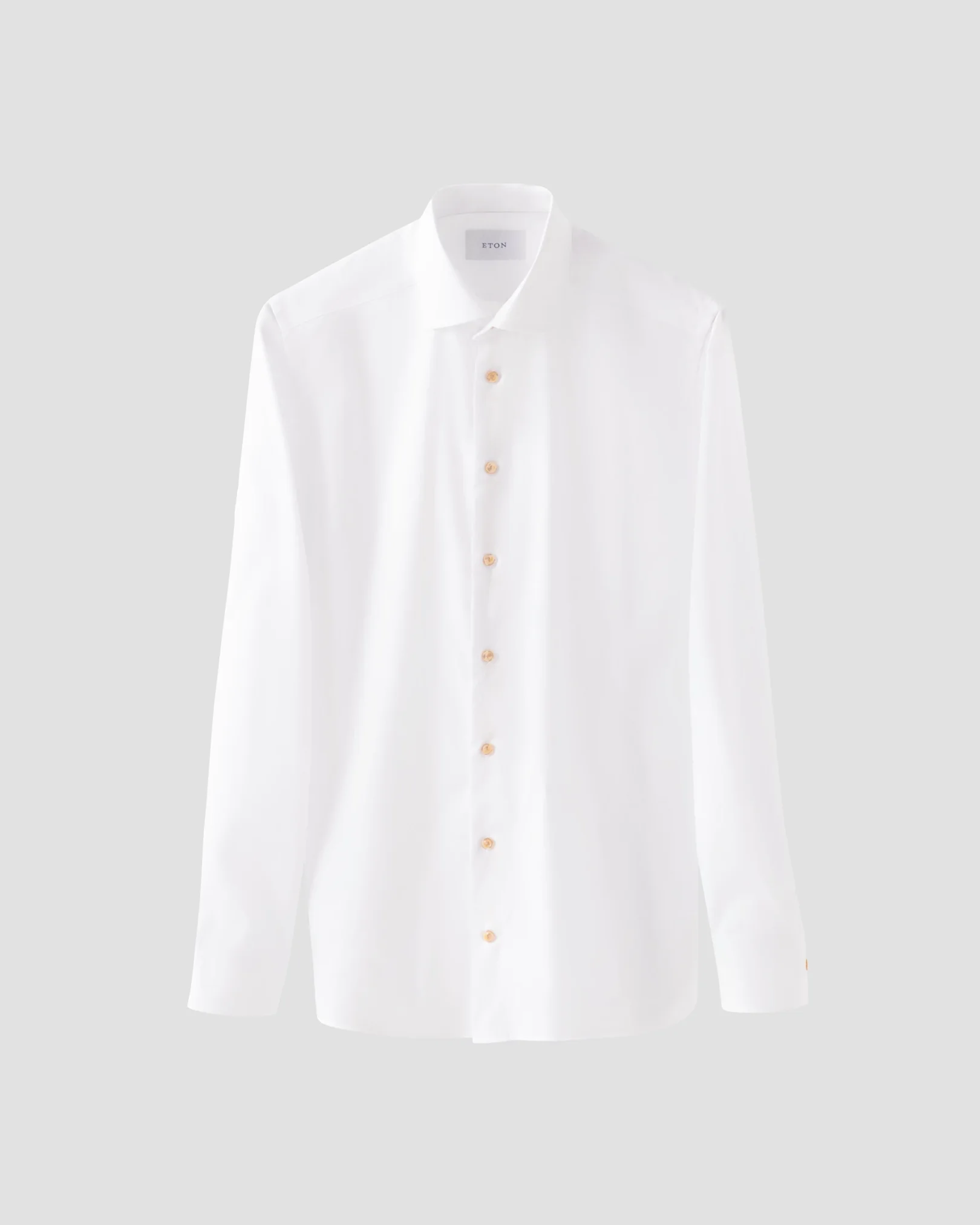 Eton - white solid signature twill beige effect shirt