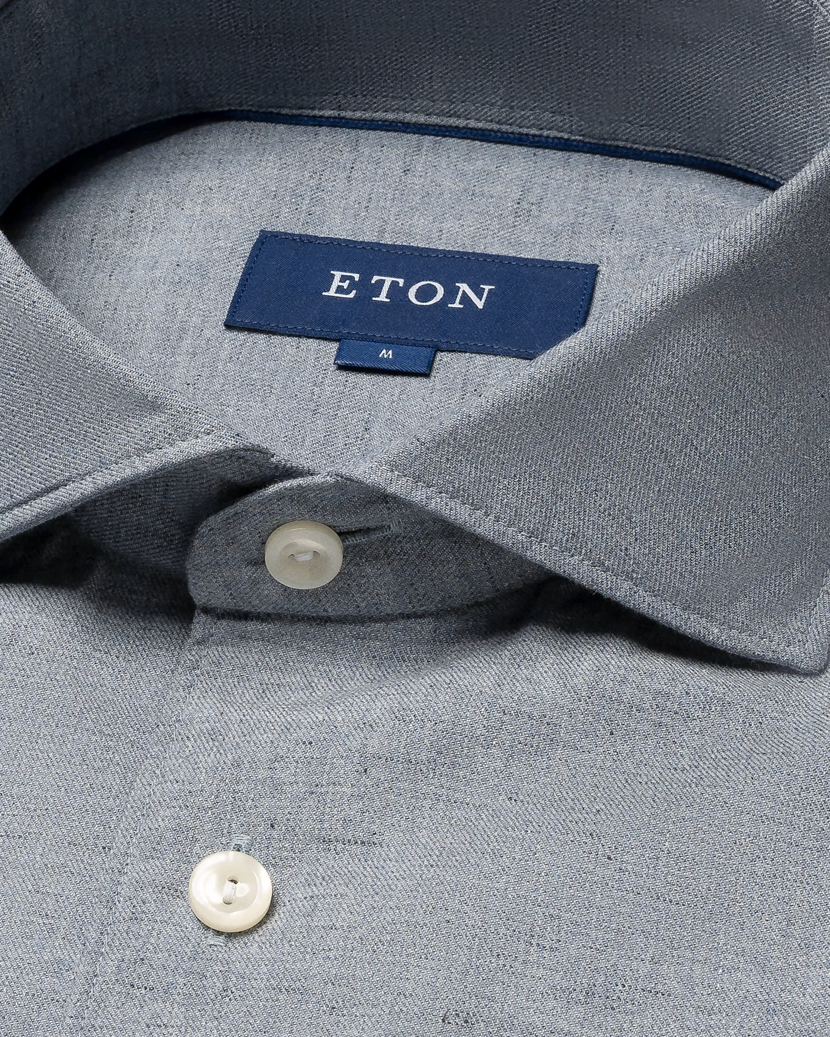 Eton - mid blue flannel wide spread shirt