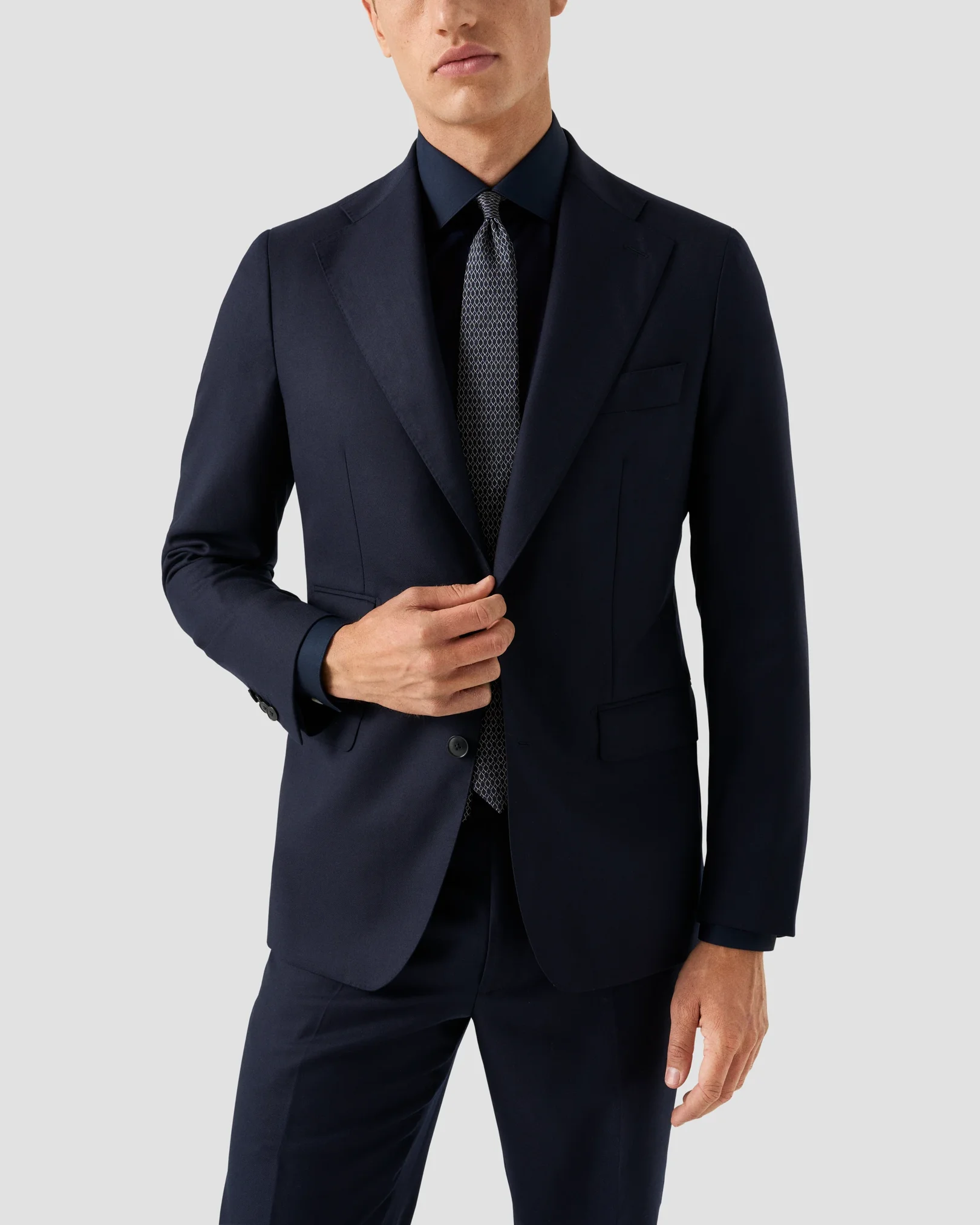 Eton - Chemise en sergé uni surélevé