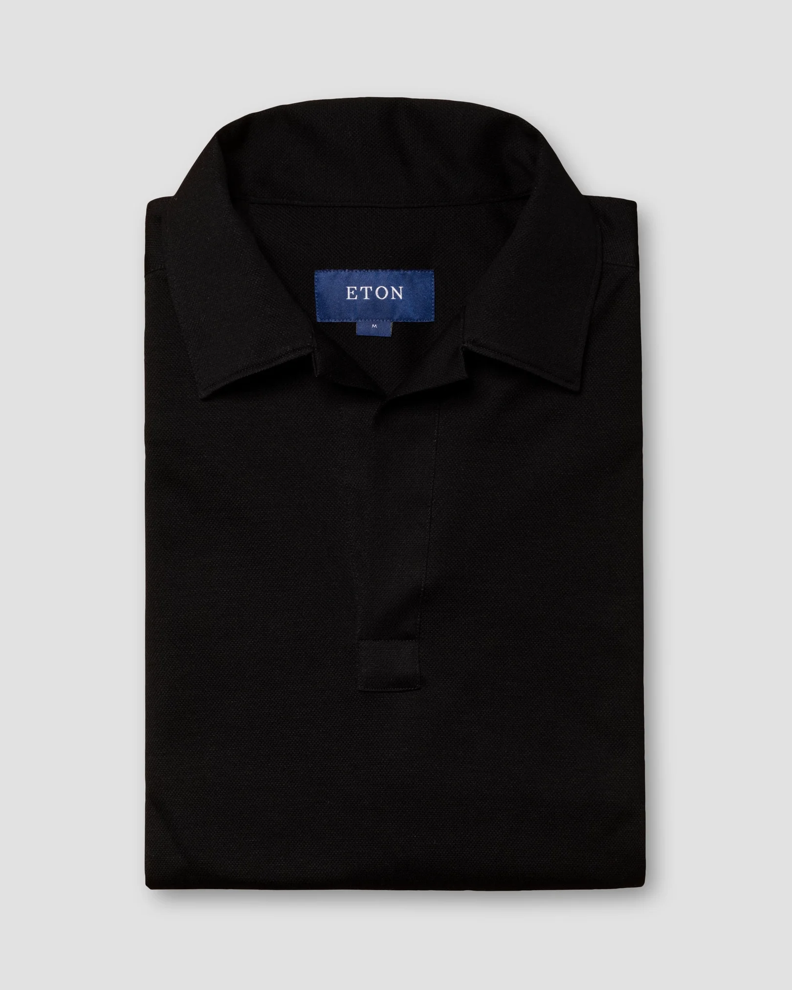 Eton - black knit pique oxford