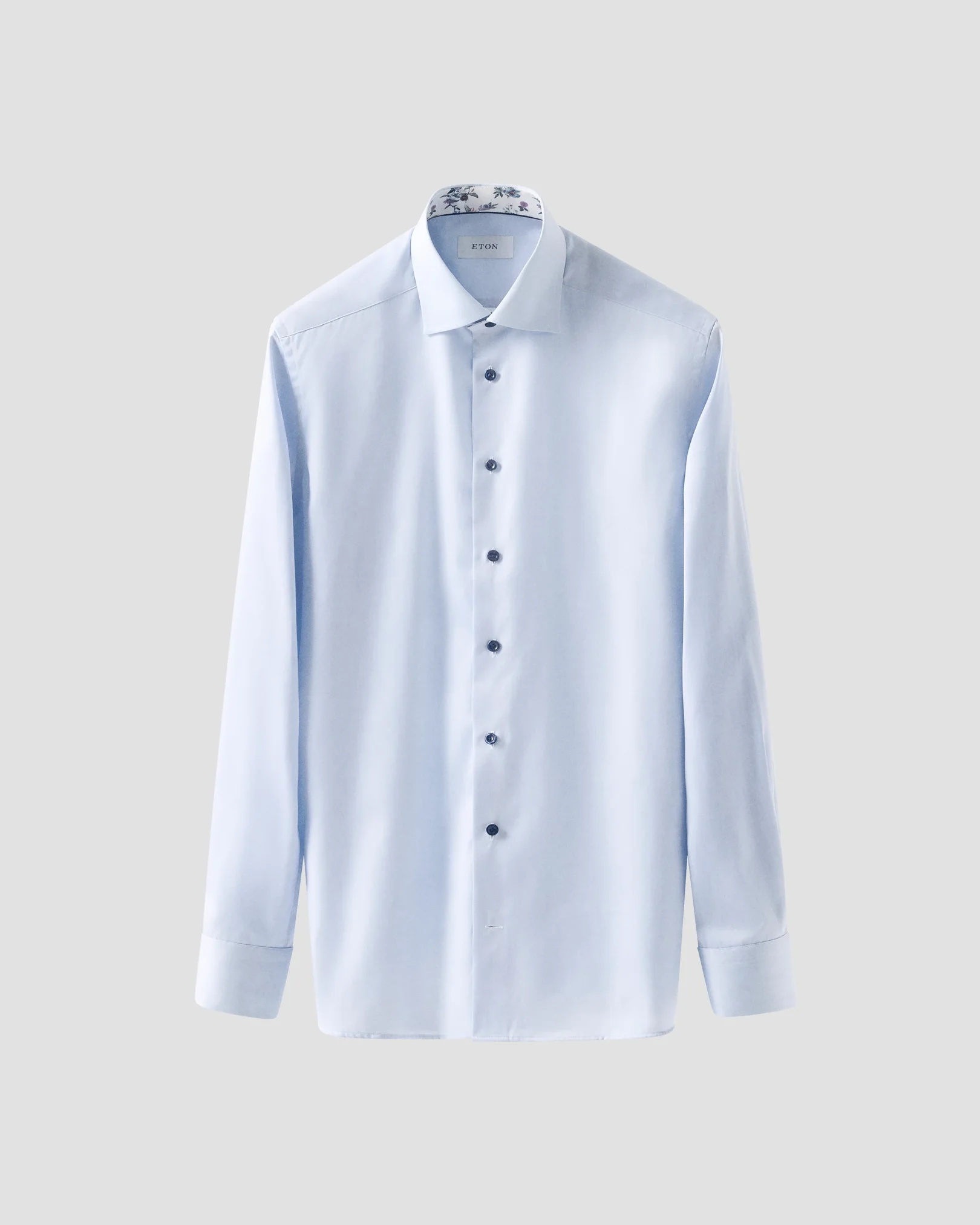 Eton - light blue floral effect shirt