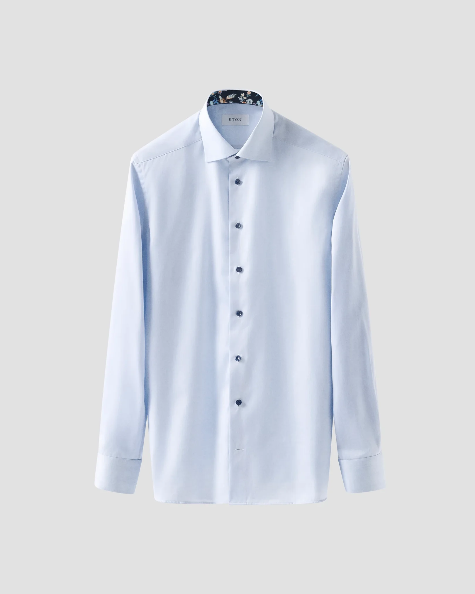Eton - light blue floral effect shirt