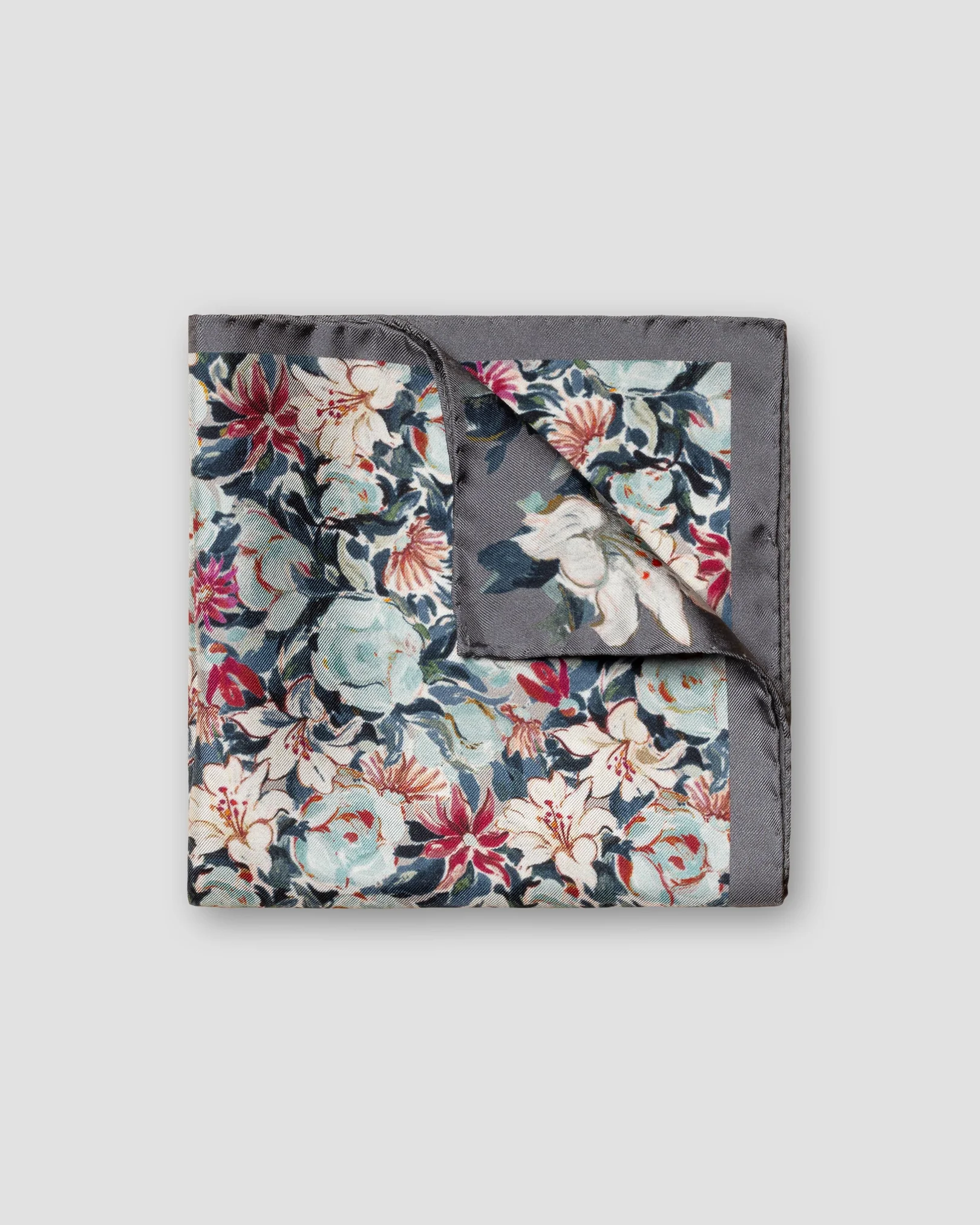 Eton - blue floral silk pocket square aw