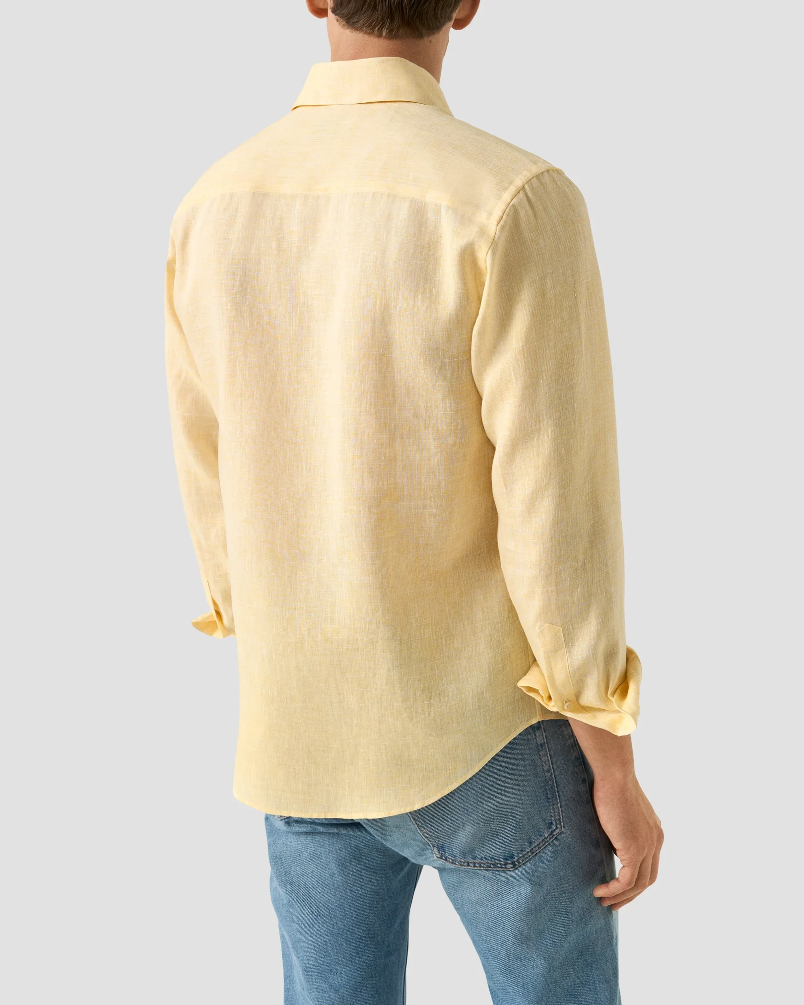 Eton - yellow solid linen shirt wide spread 261