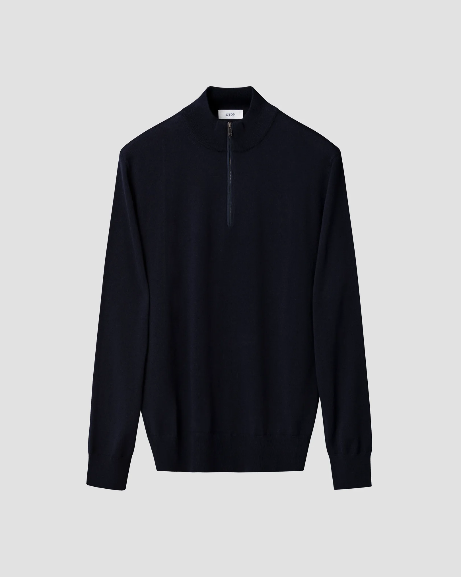 Eton - navy blue merino quarter zip knit sweater