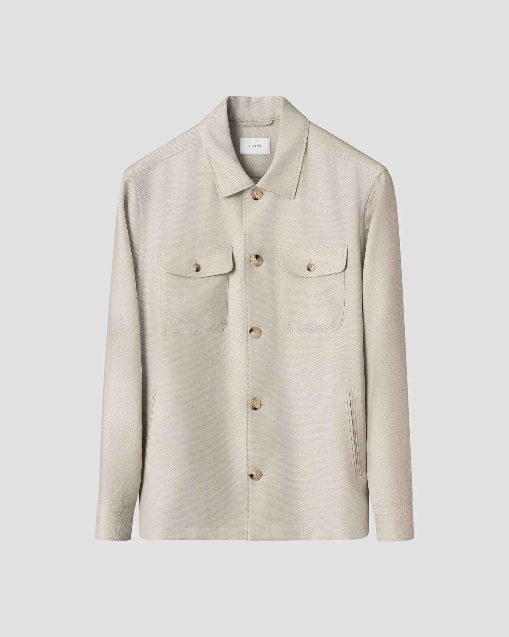 Eton - off white wool hopsack shirt jacket