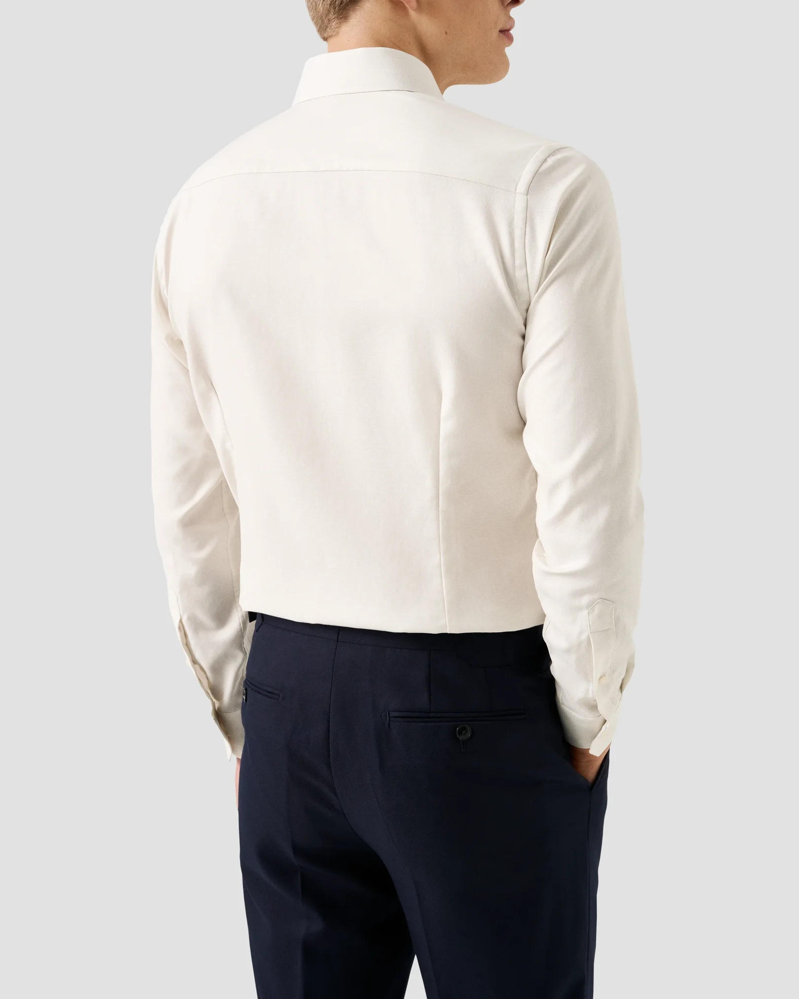 Eton - white melange semi solid fine twill shirt