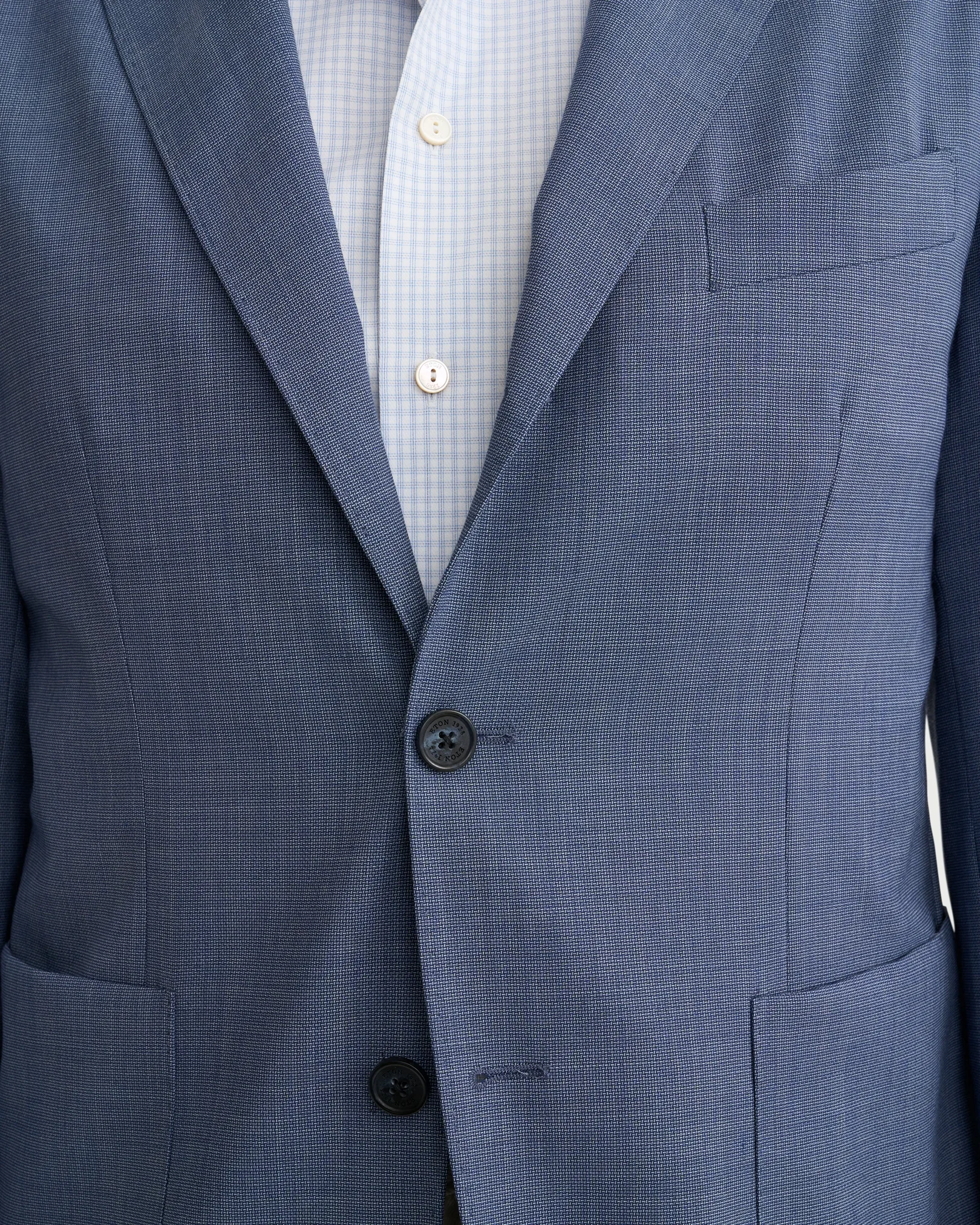 Eton - mid blue lana tech hopsack soft jacket