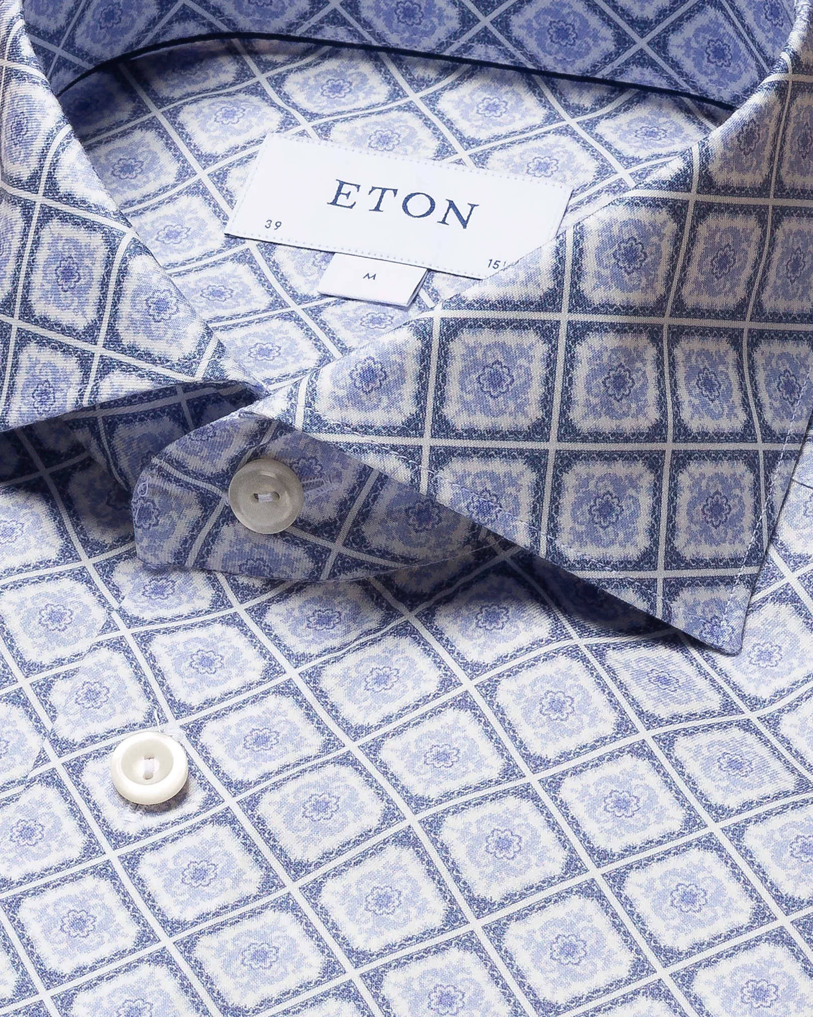 Blue Medallion Print Twill Cotton & Tencel™ Lyocell Shirt