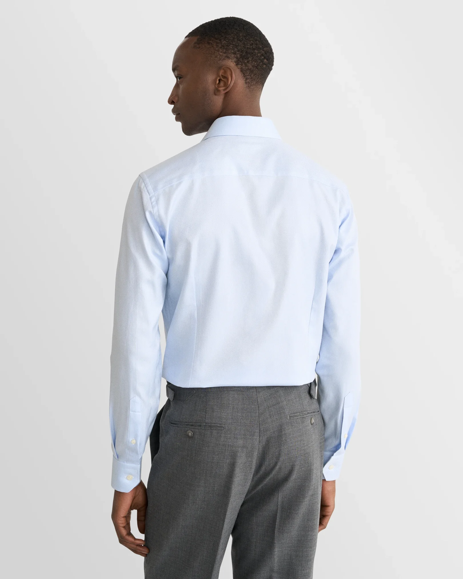 Eton - light blue herringbone signature twill shirt