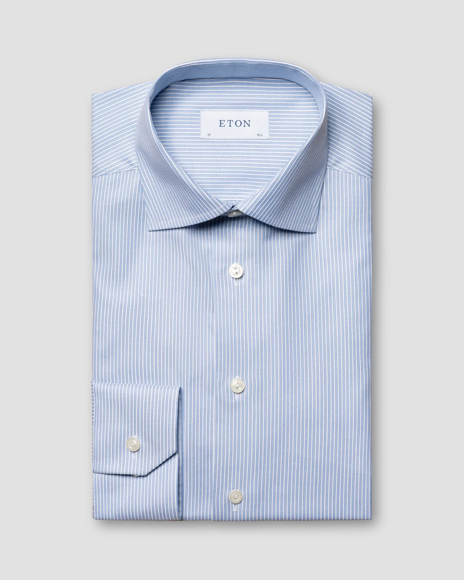 Eton - light blue fine striped twill shirt