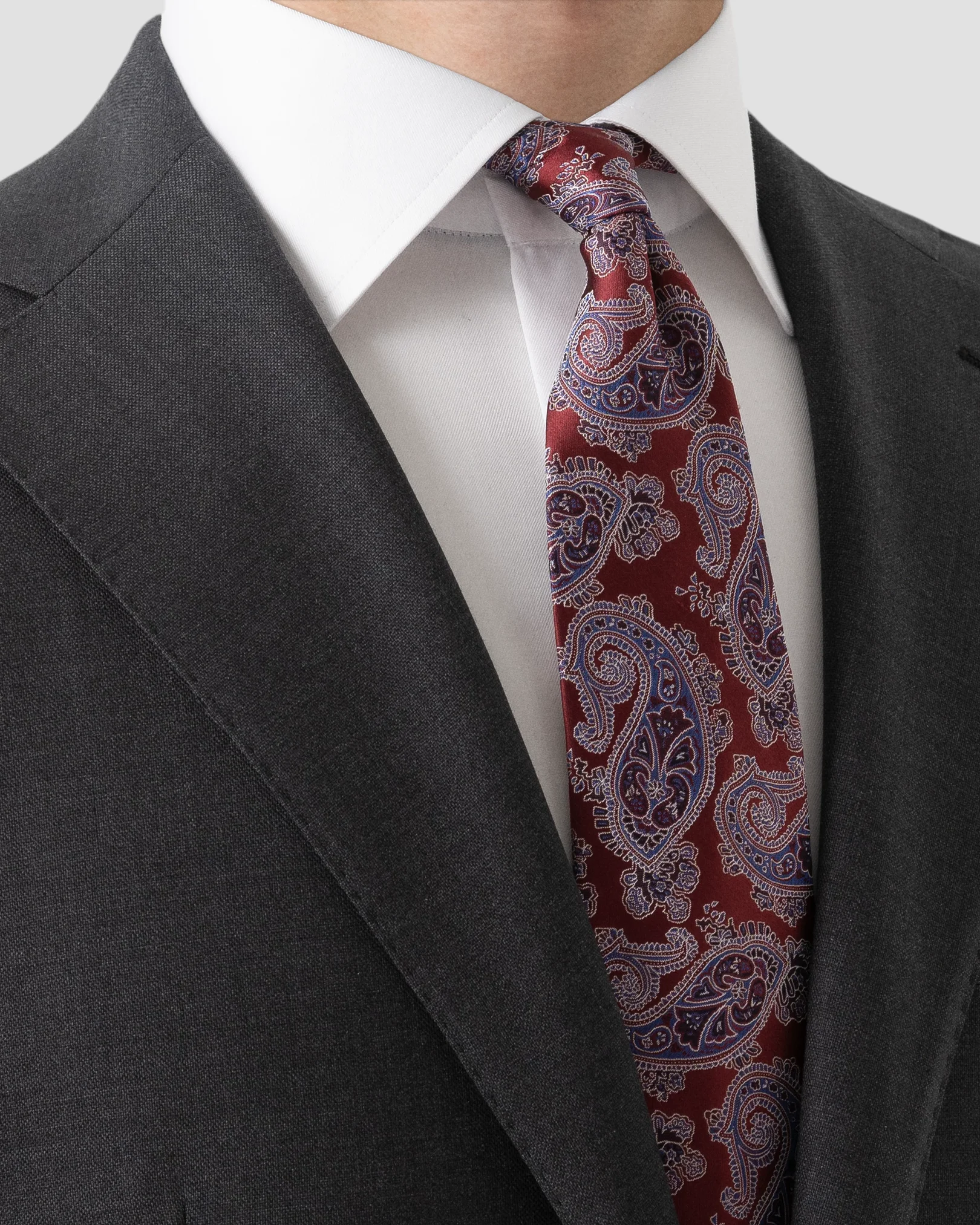 Eton - red paisley woven silk tie