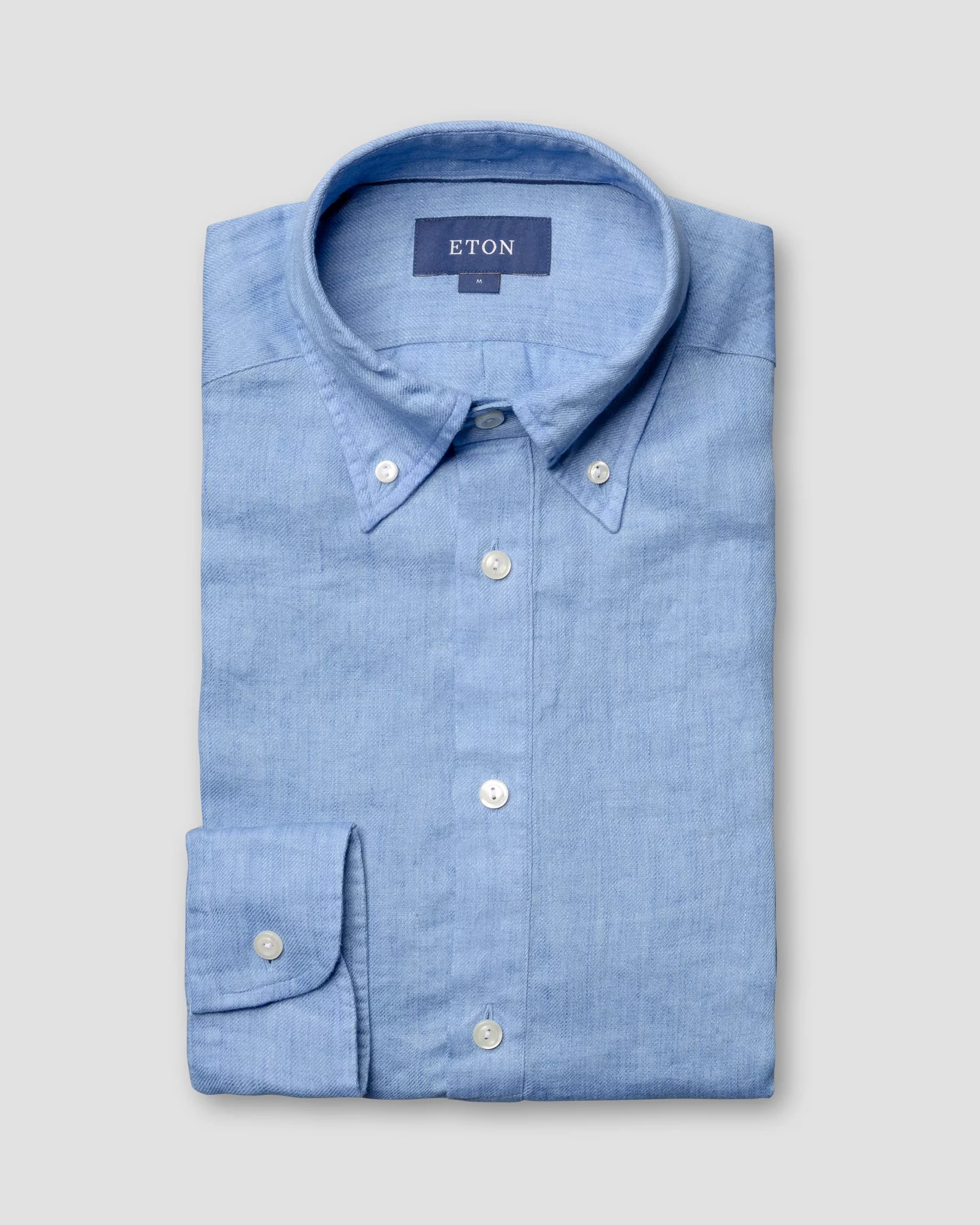 Eton - blue luxe linen popover shirt