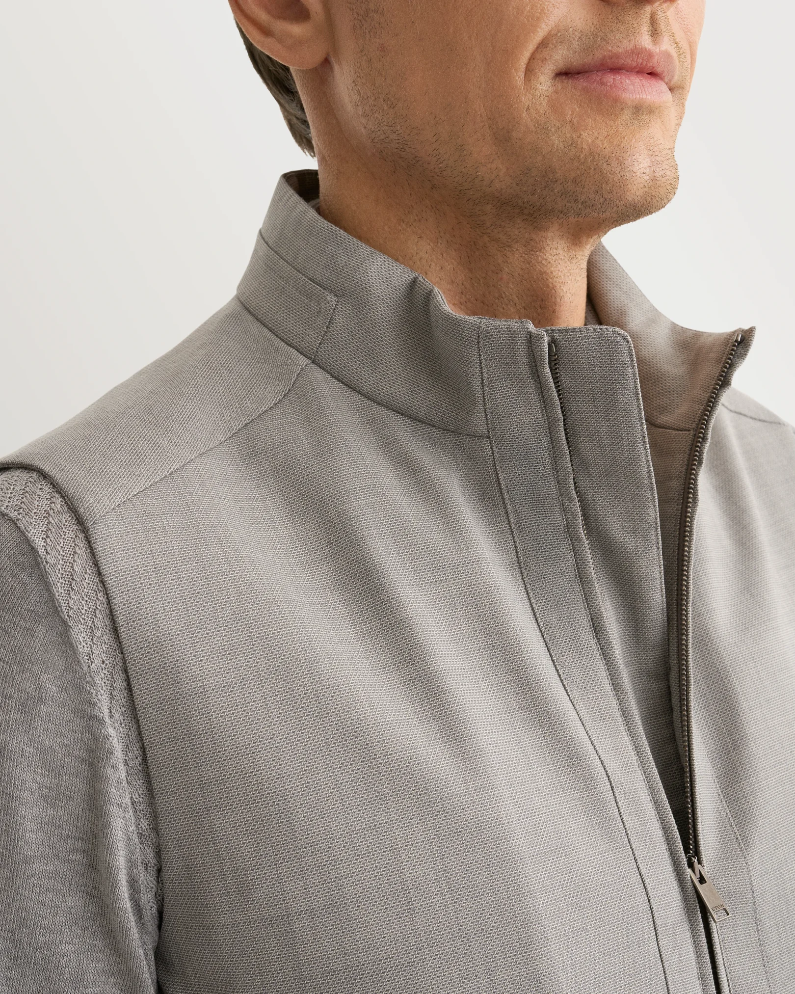 Eton - light grey lana tech hopsack vest