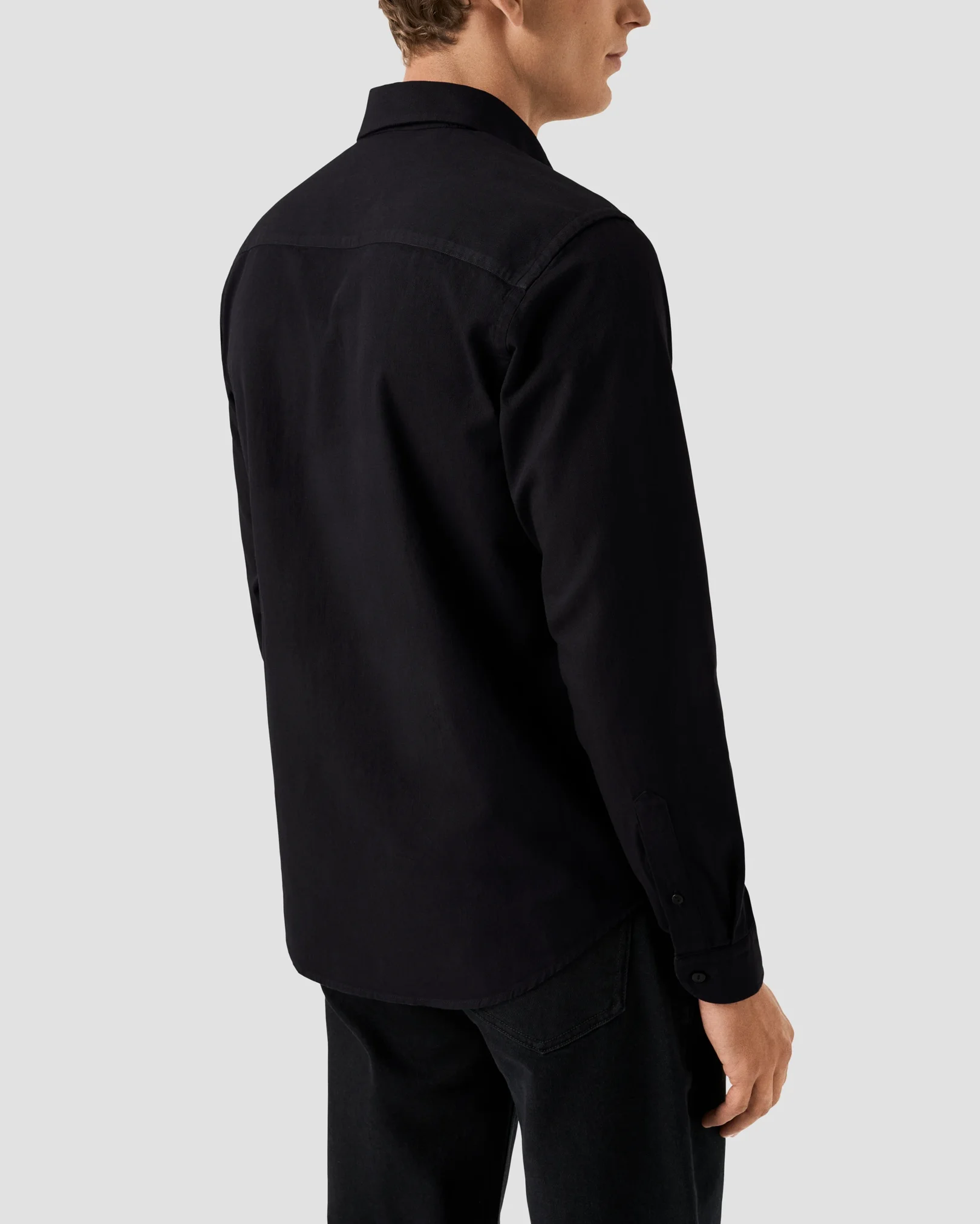 Eton - black denim shirt button down rounded single casual fit