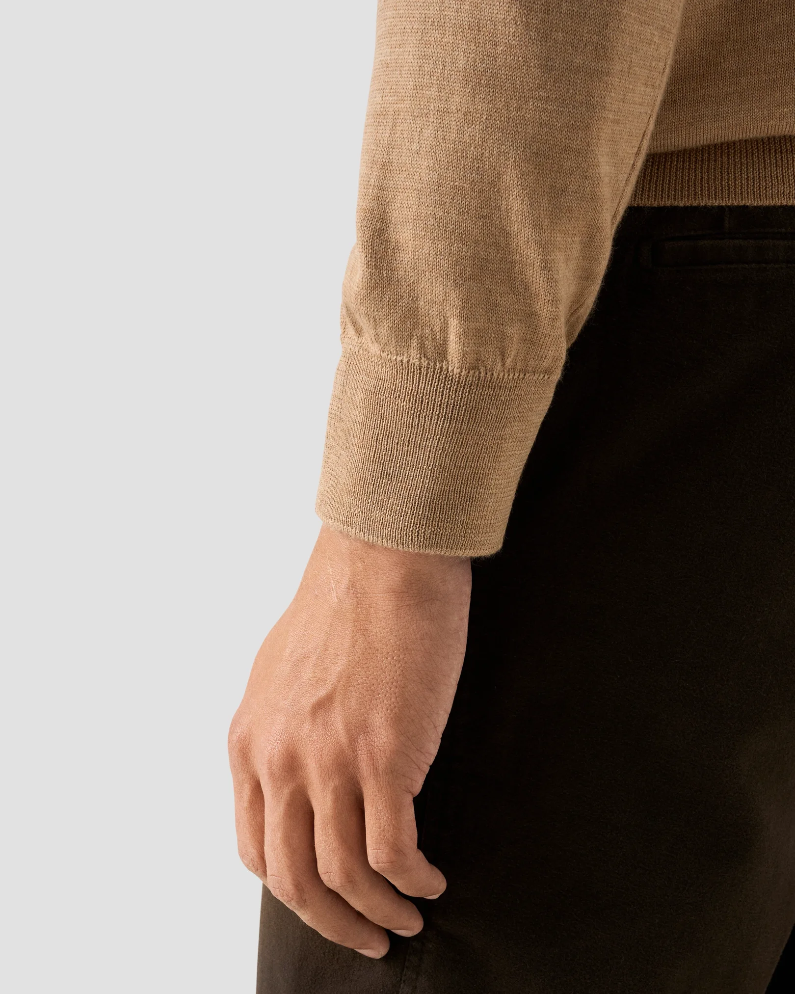 Eton - yellow merino quarter zip knit sweater