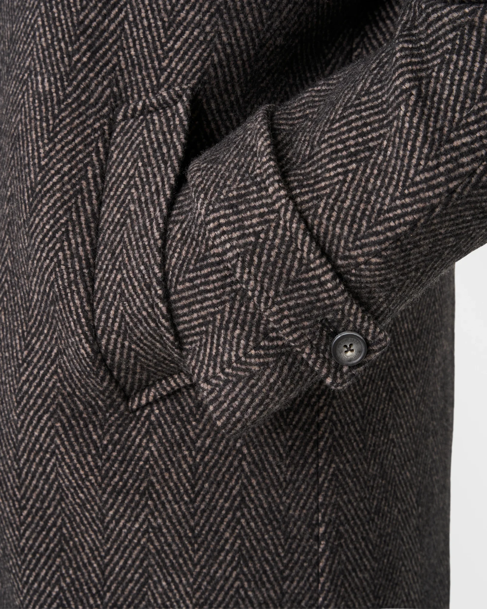 Eton - dark brown wool cashmere herringbone raglan coat