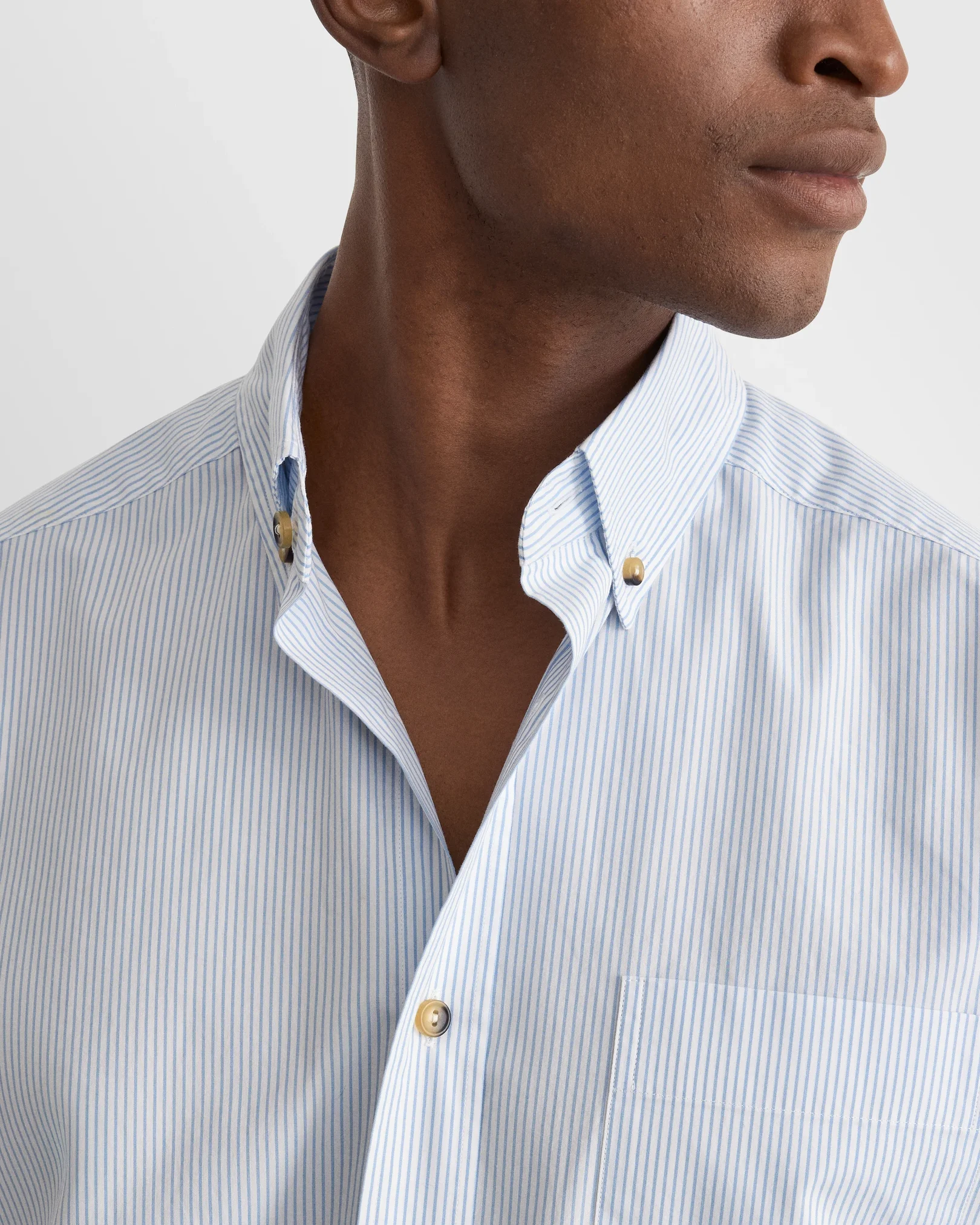 Eton - light blue striped peached poplin shirt