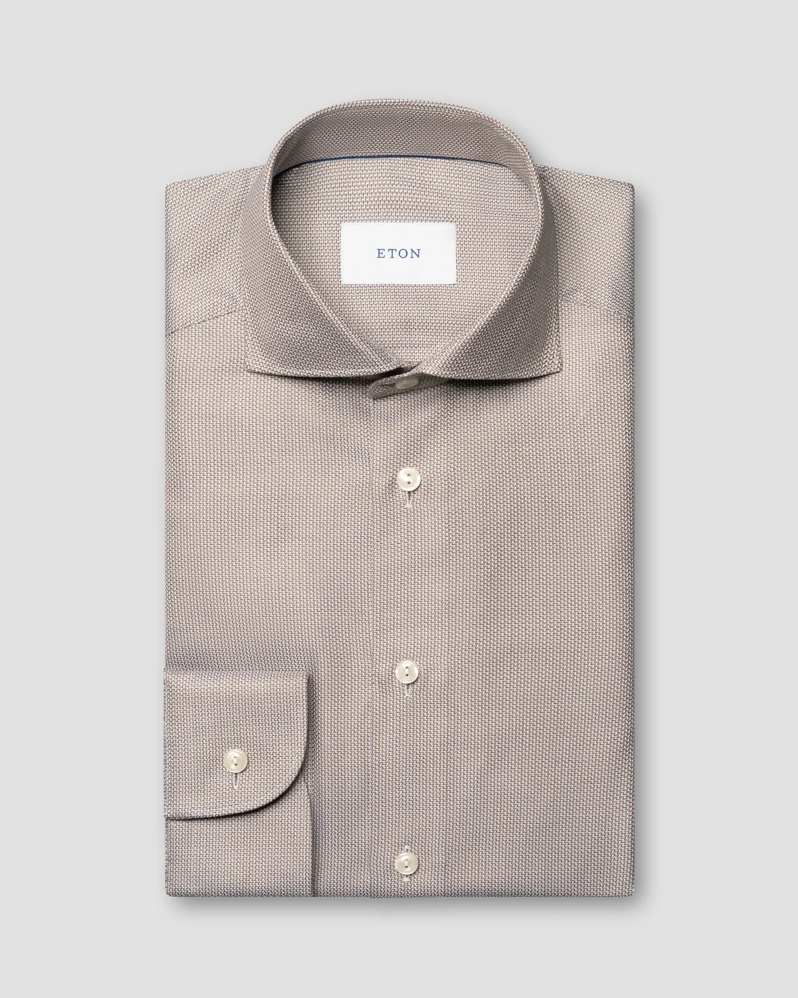Eton - brown semi solid dobby shirt