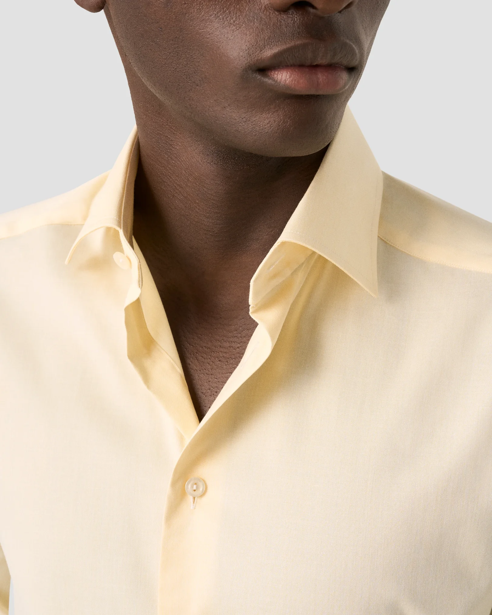 Eton - yellow solid cotton tencel tm lyocell shirt