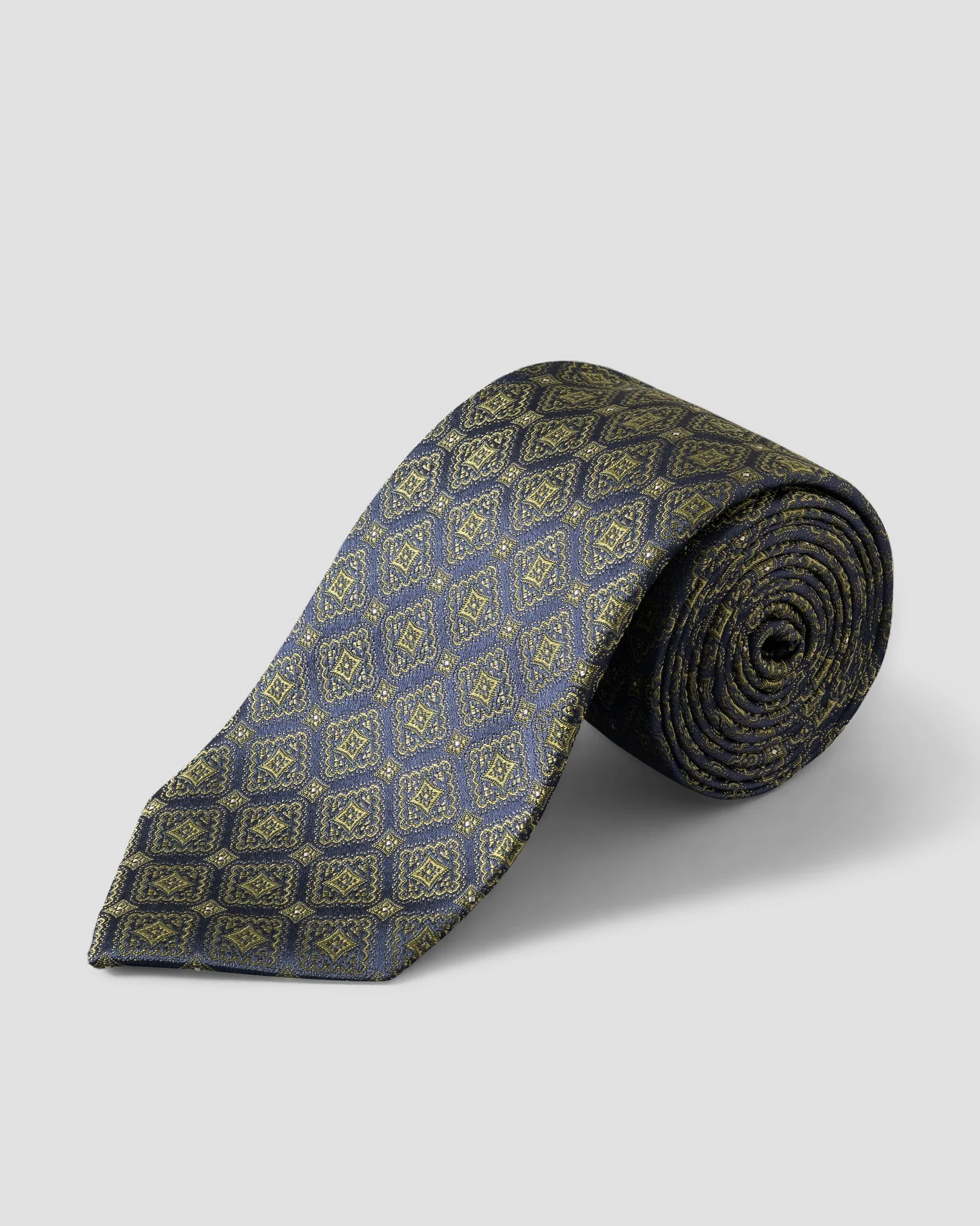 Eton - medallion woven silk tie mid green medallion woven silk tie