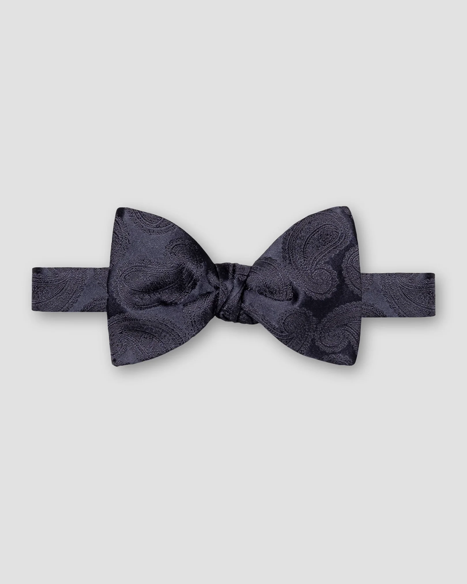 Eton - Navy Blue Solid Silk Bow Tie - Self Tied