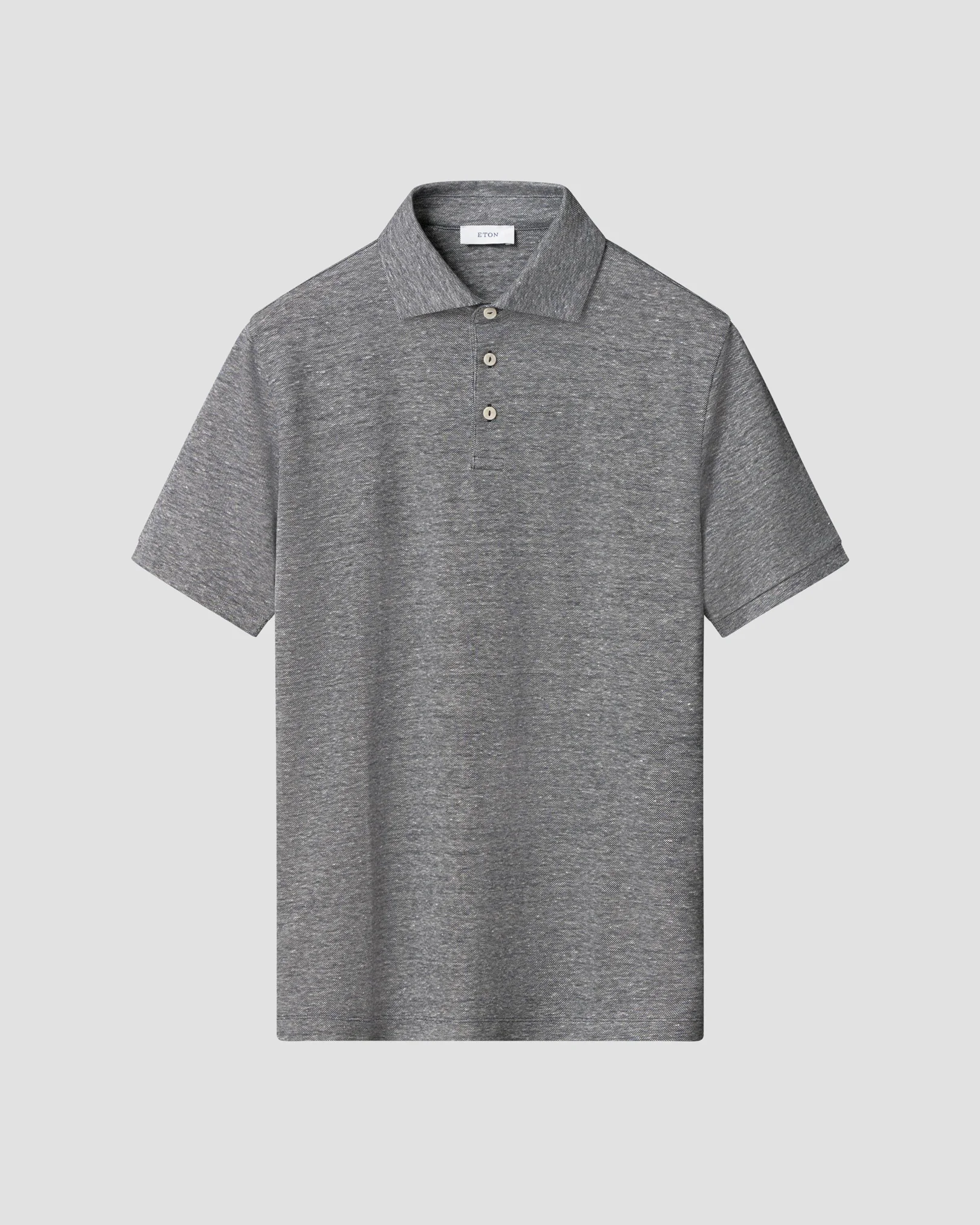 Eton - navy blue cotton linen polo shirt