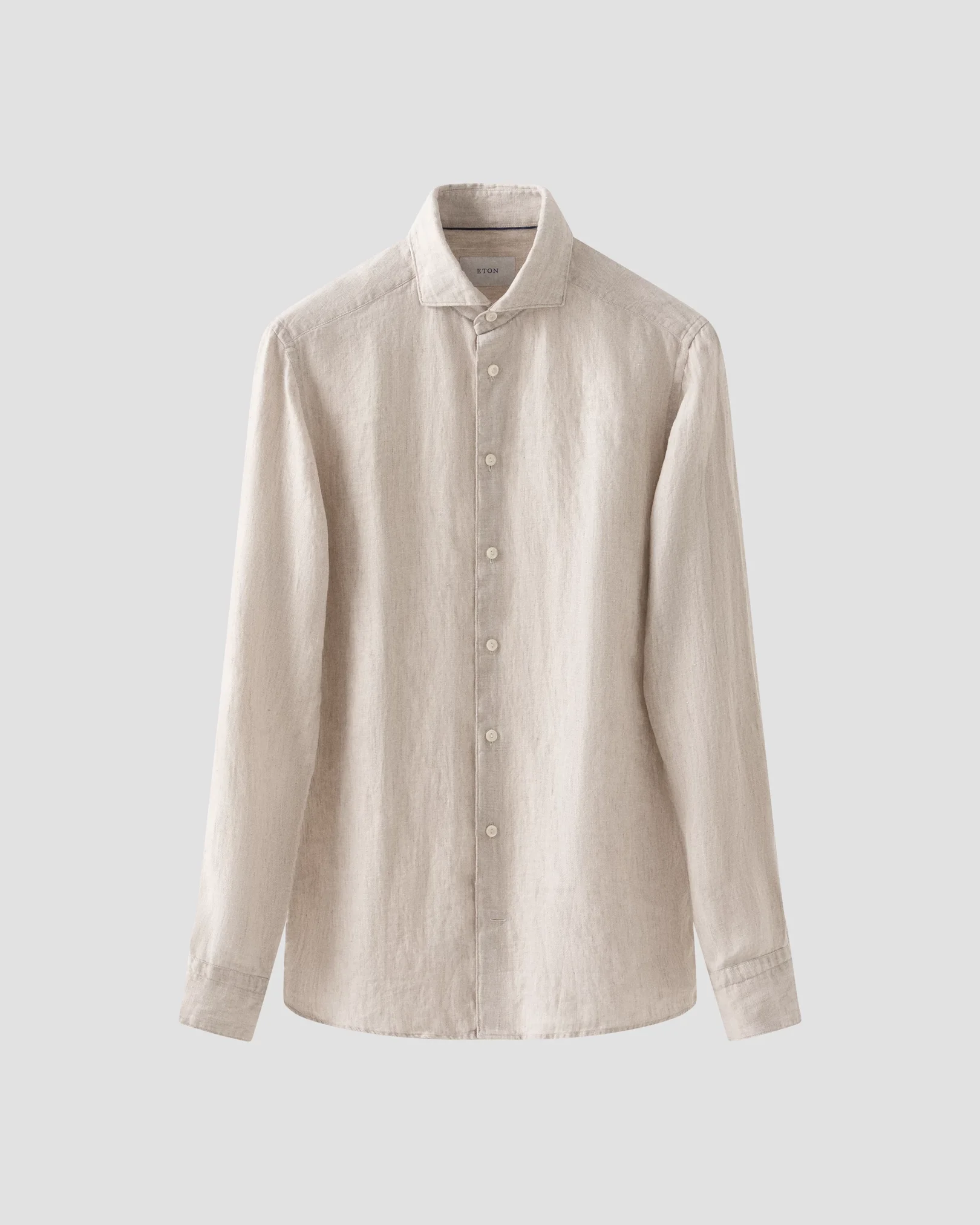 Eton - beige solid twill linen shirt