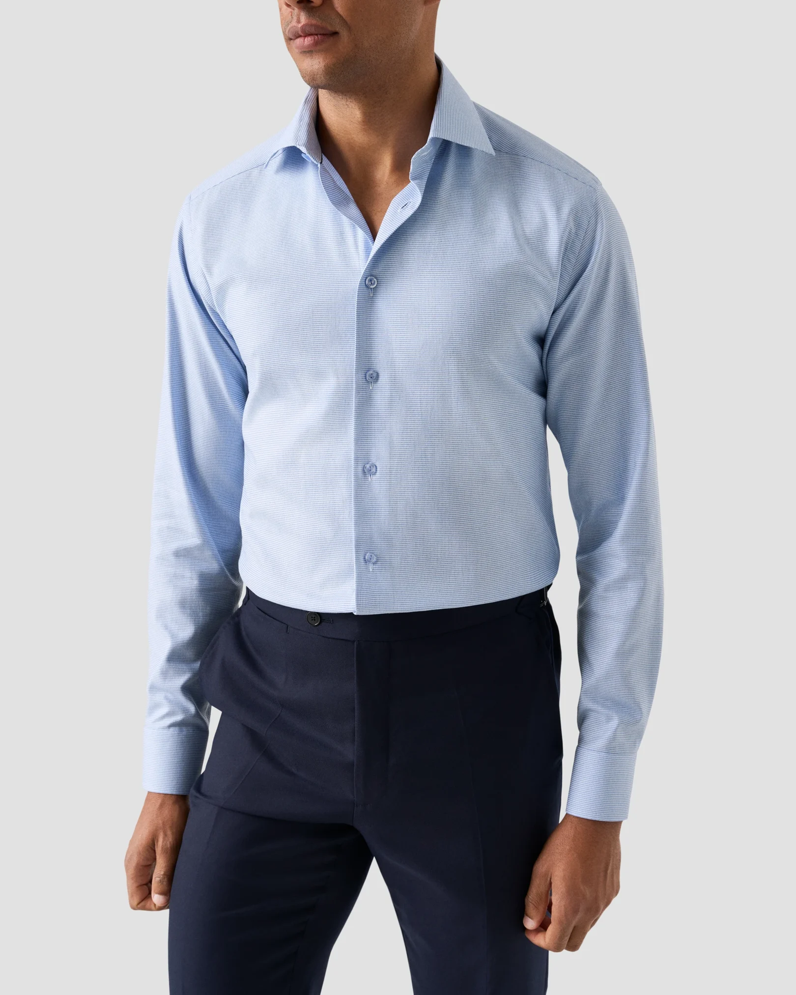 Eton - light blue semi solid dobbyshirt