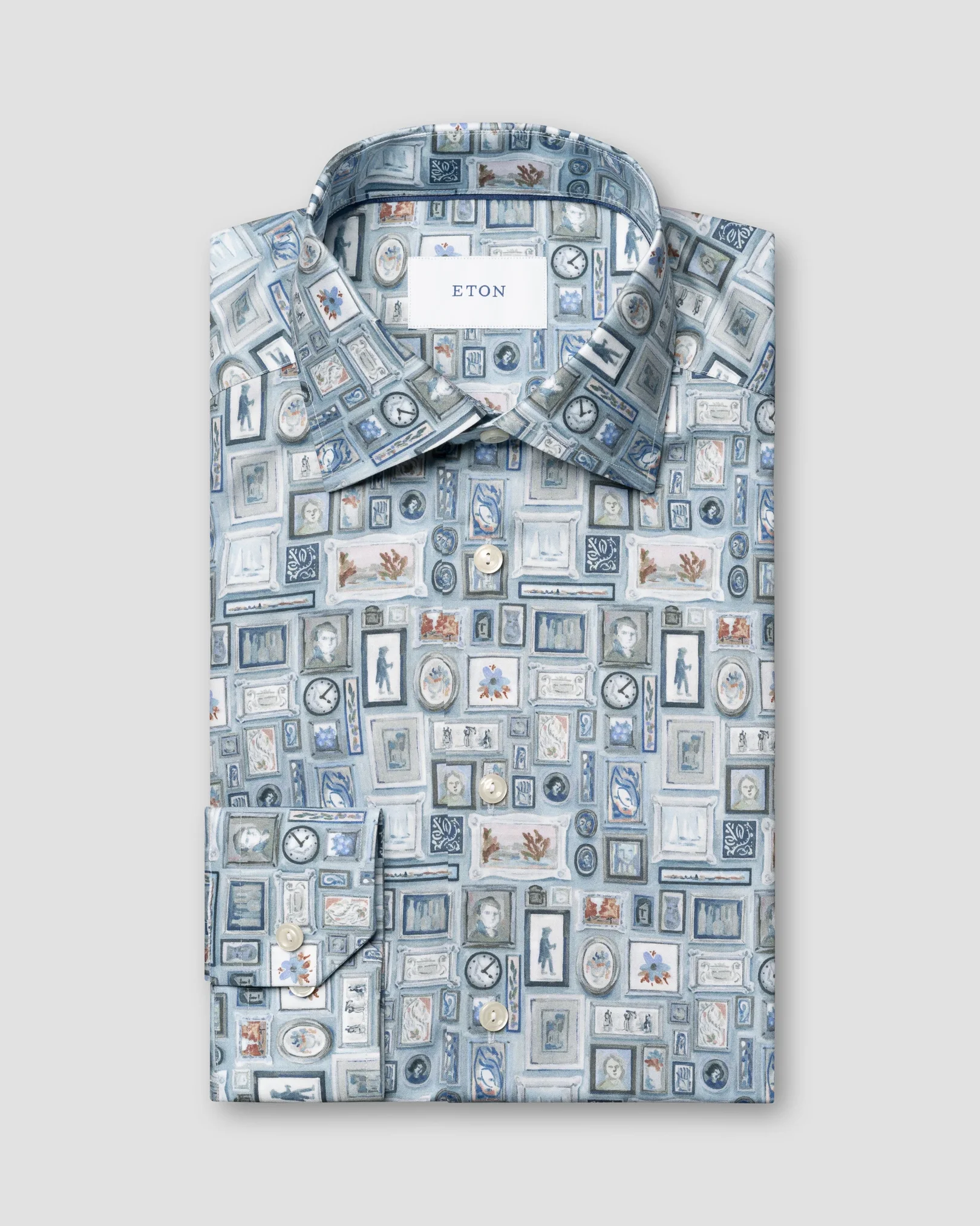 Eton - light blue motif signature twill print