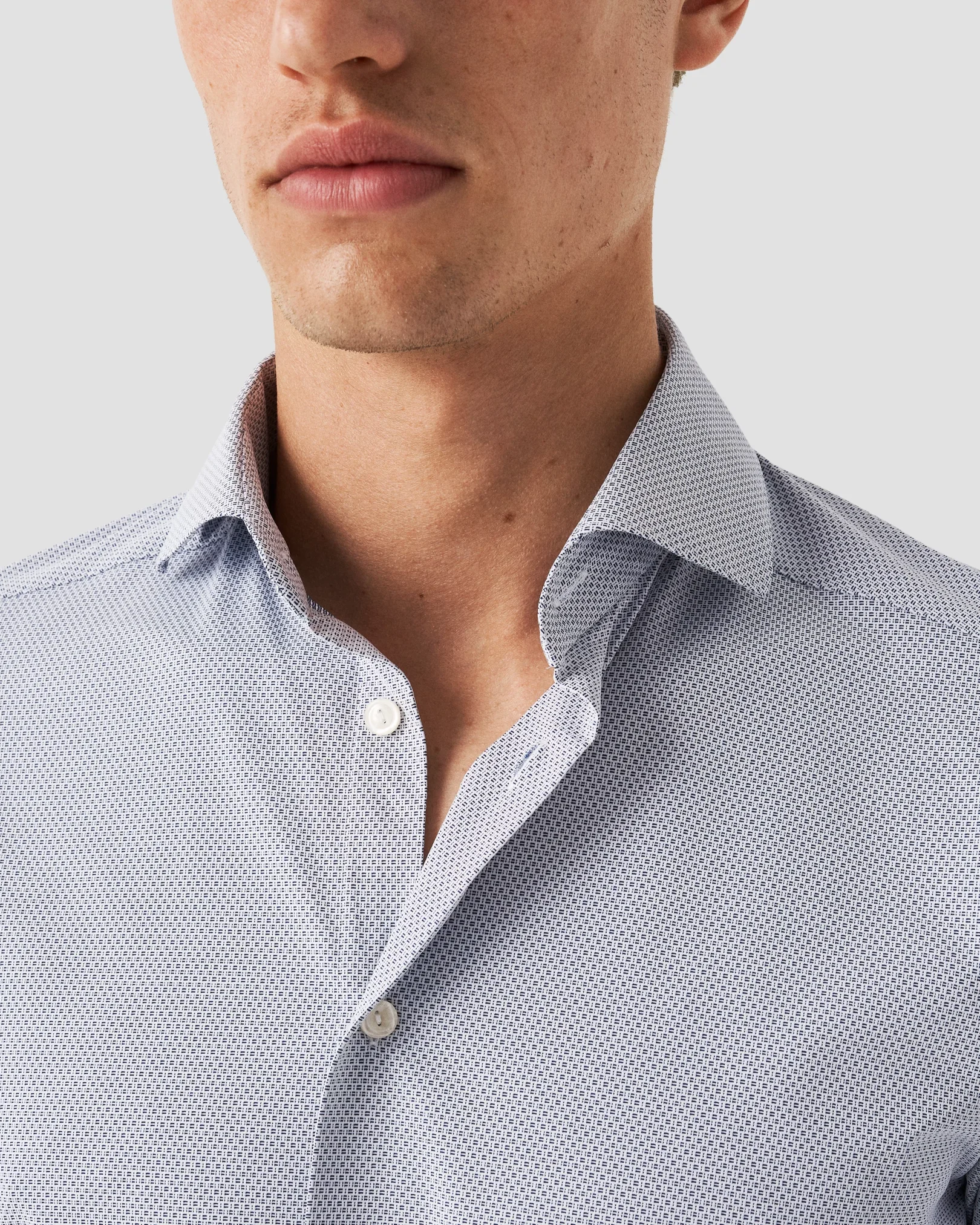 Eton - Navy Textured Four-Way Stretch Shirt