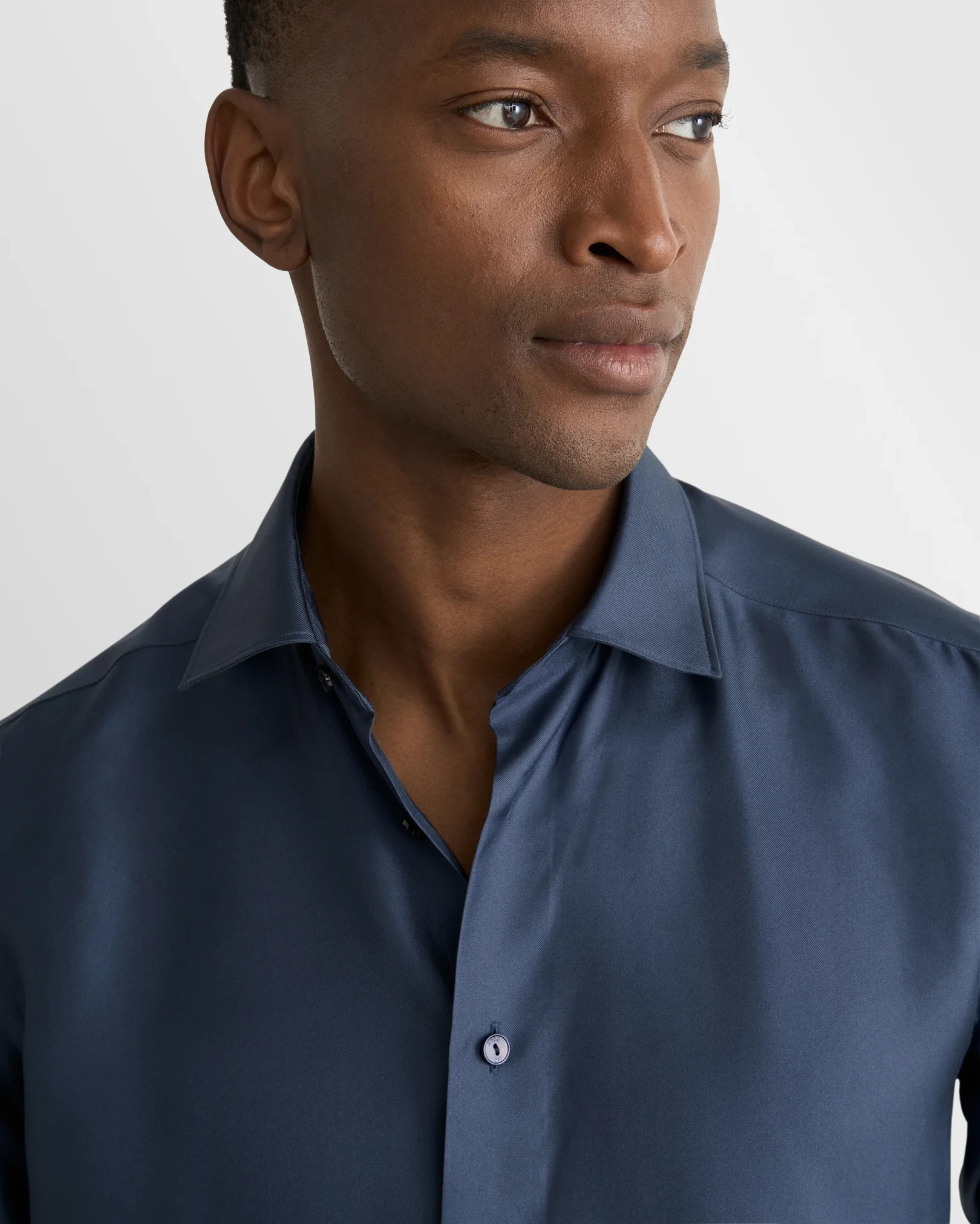 Eton - navy solid silk shirt