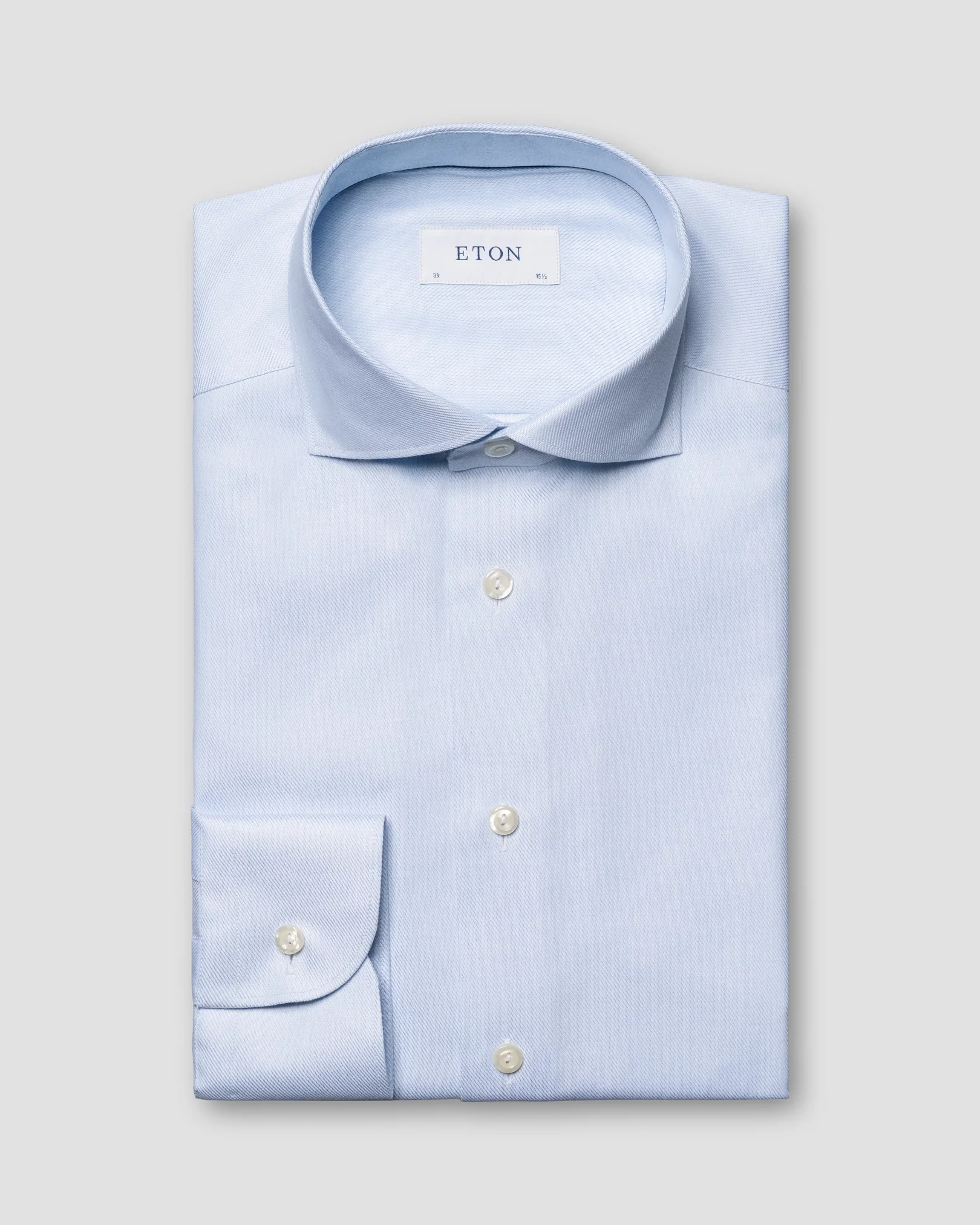 Eton - light blue twill cutaway collar