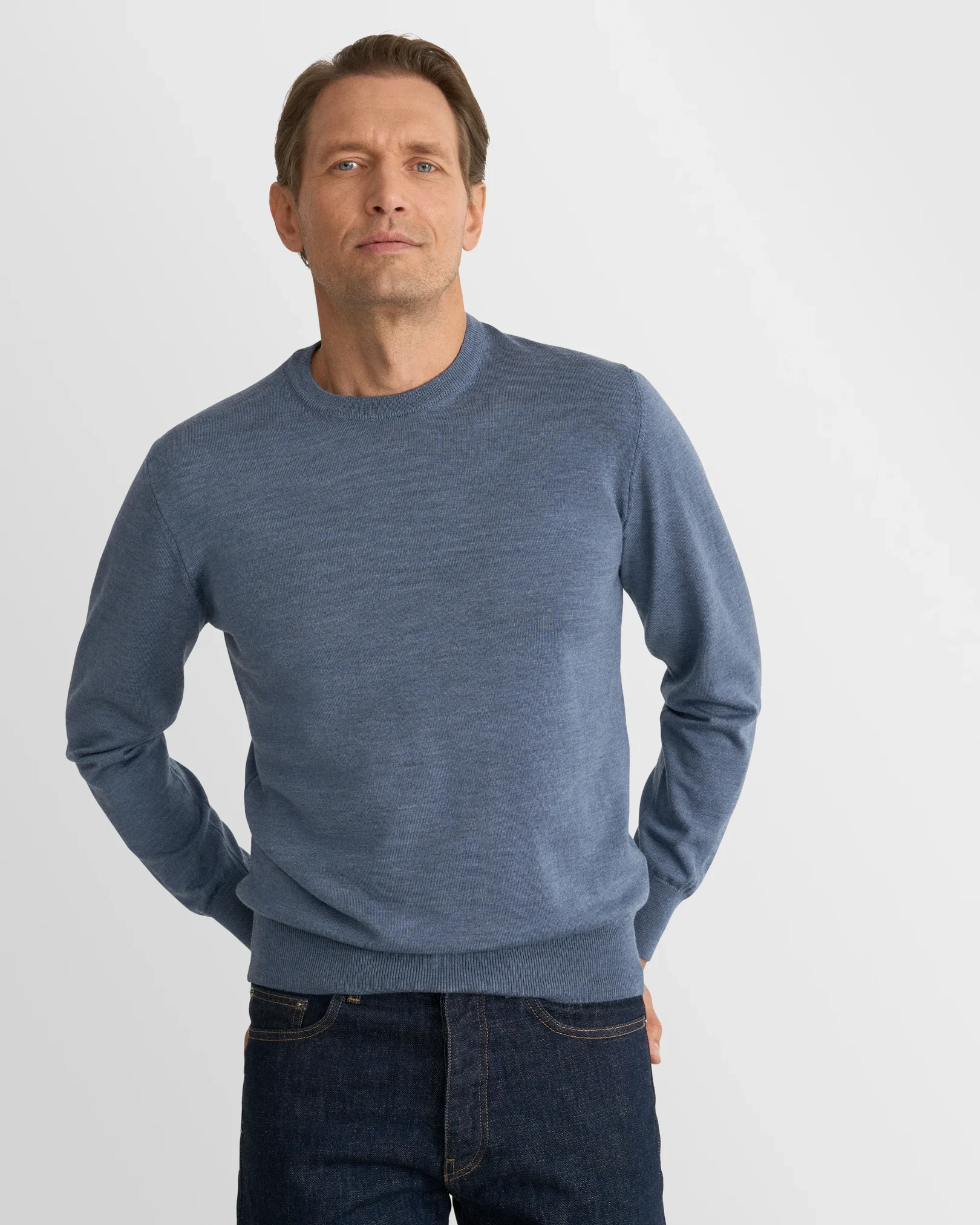 Eton - light blue merino knit crewneck
