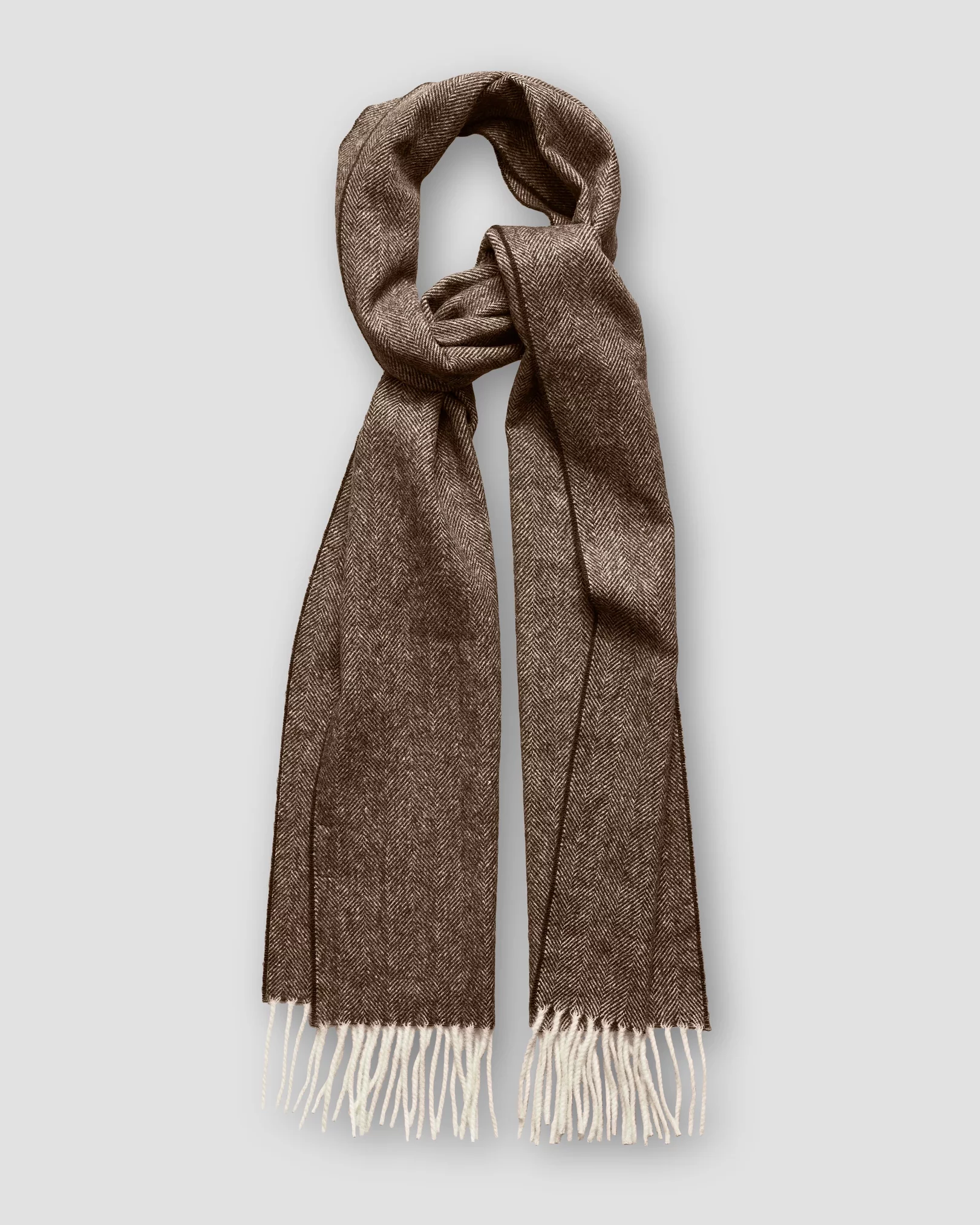 Eton - brown herringbone wool scarf