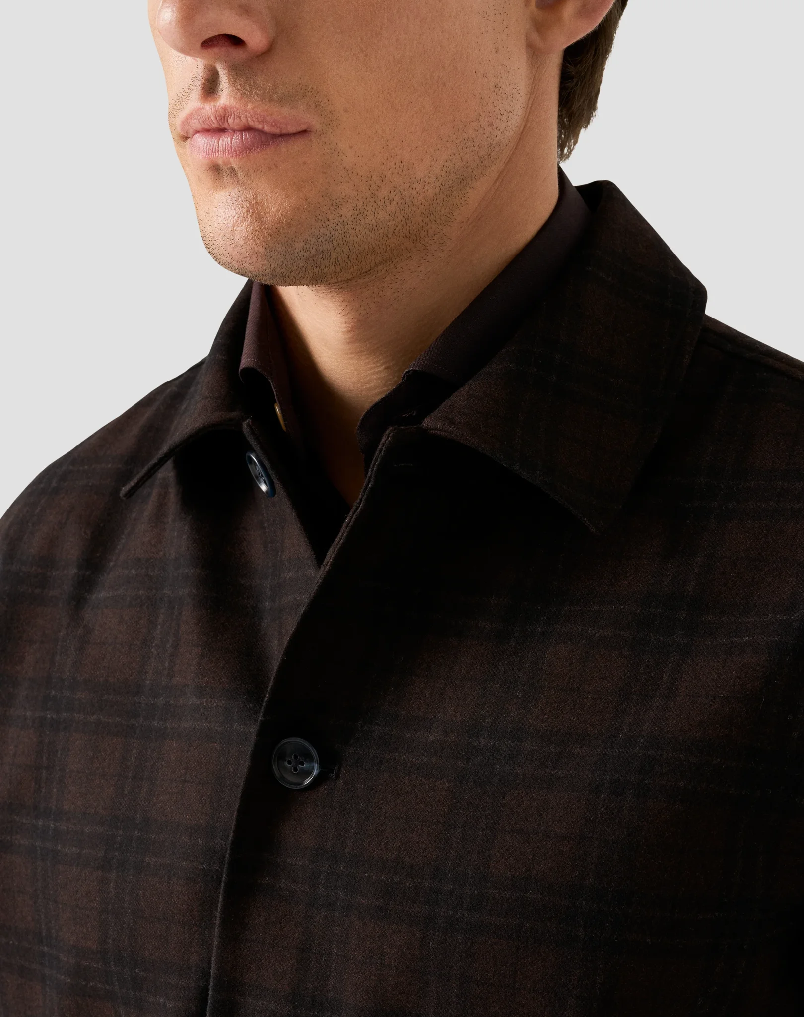 【底値】cornier WOOL CASHMERE OVERSHIRTS Gray Wool Cashmere Twill Overshirt - Eton