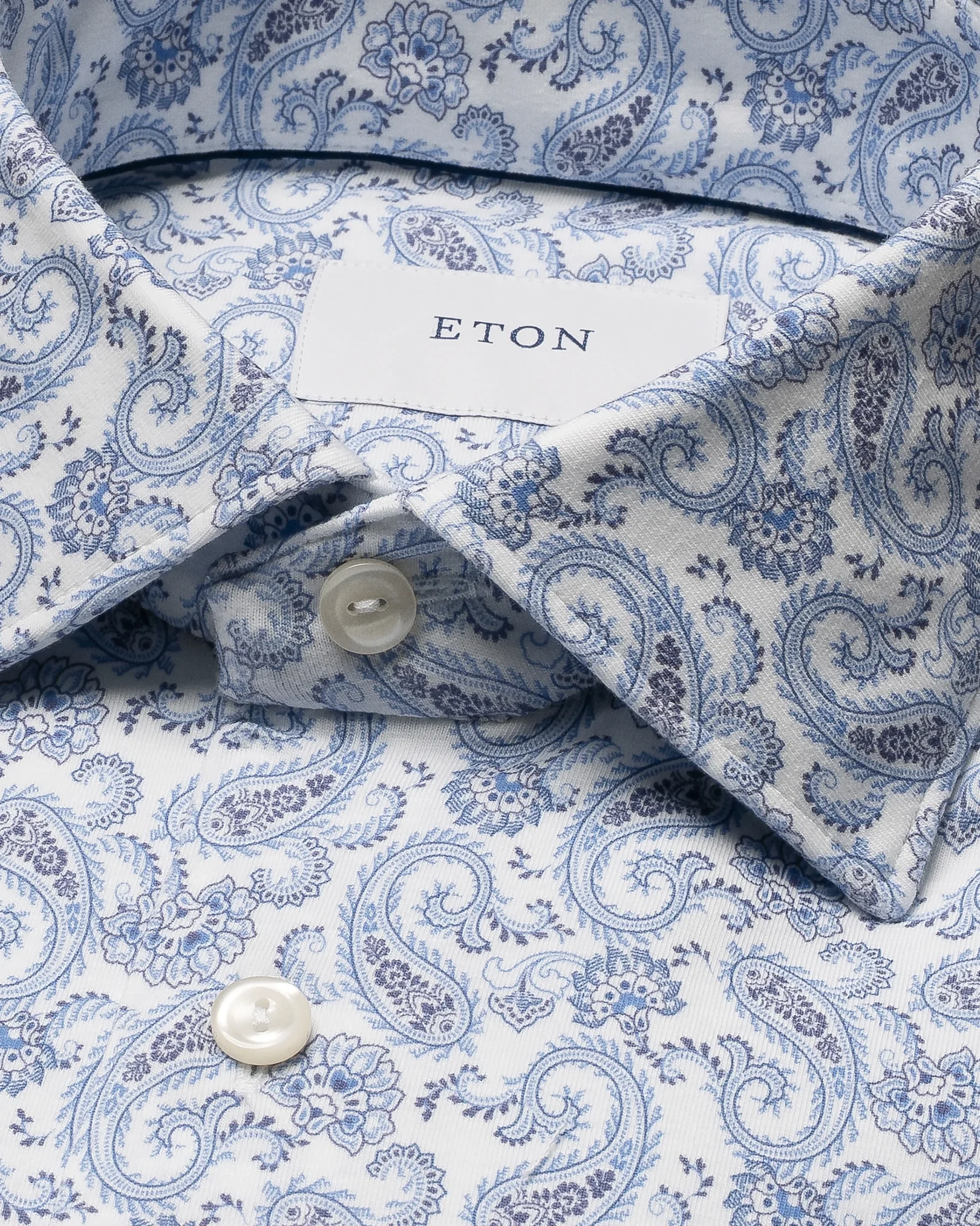 Eton - light purple paisley jersey stretch shirt
