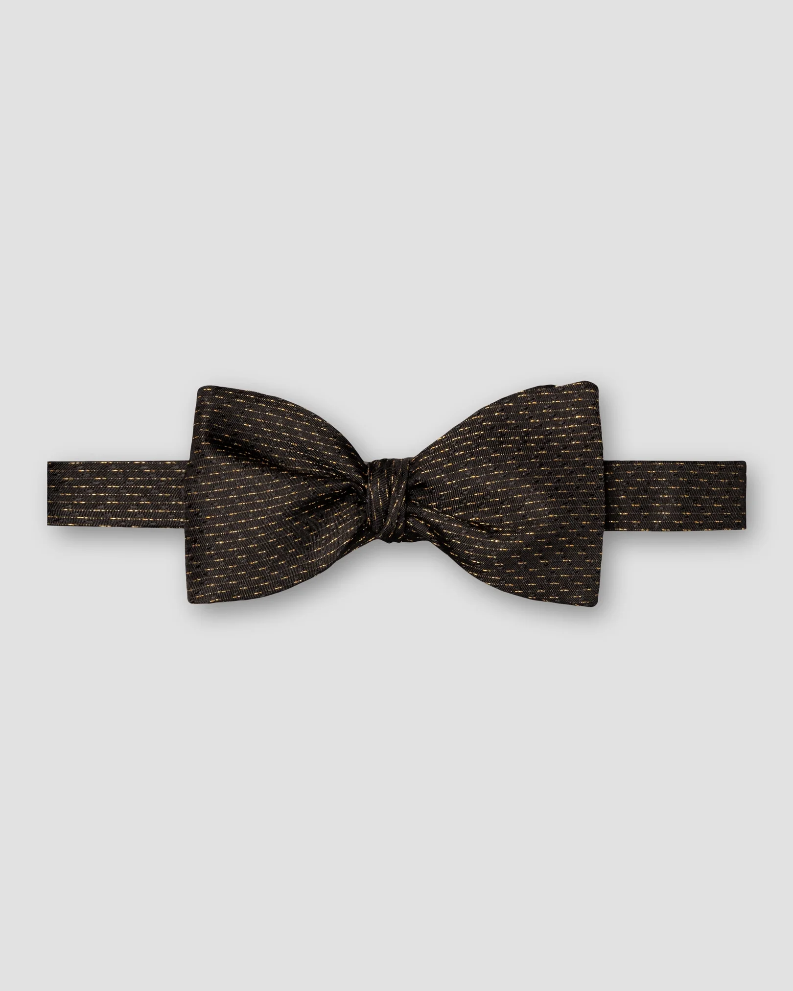 Black Semi Solid Silk Bow Tie - Self Tied