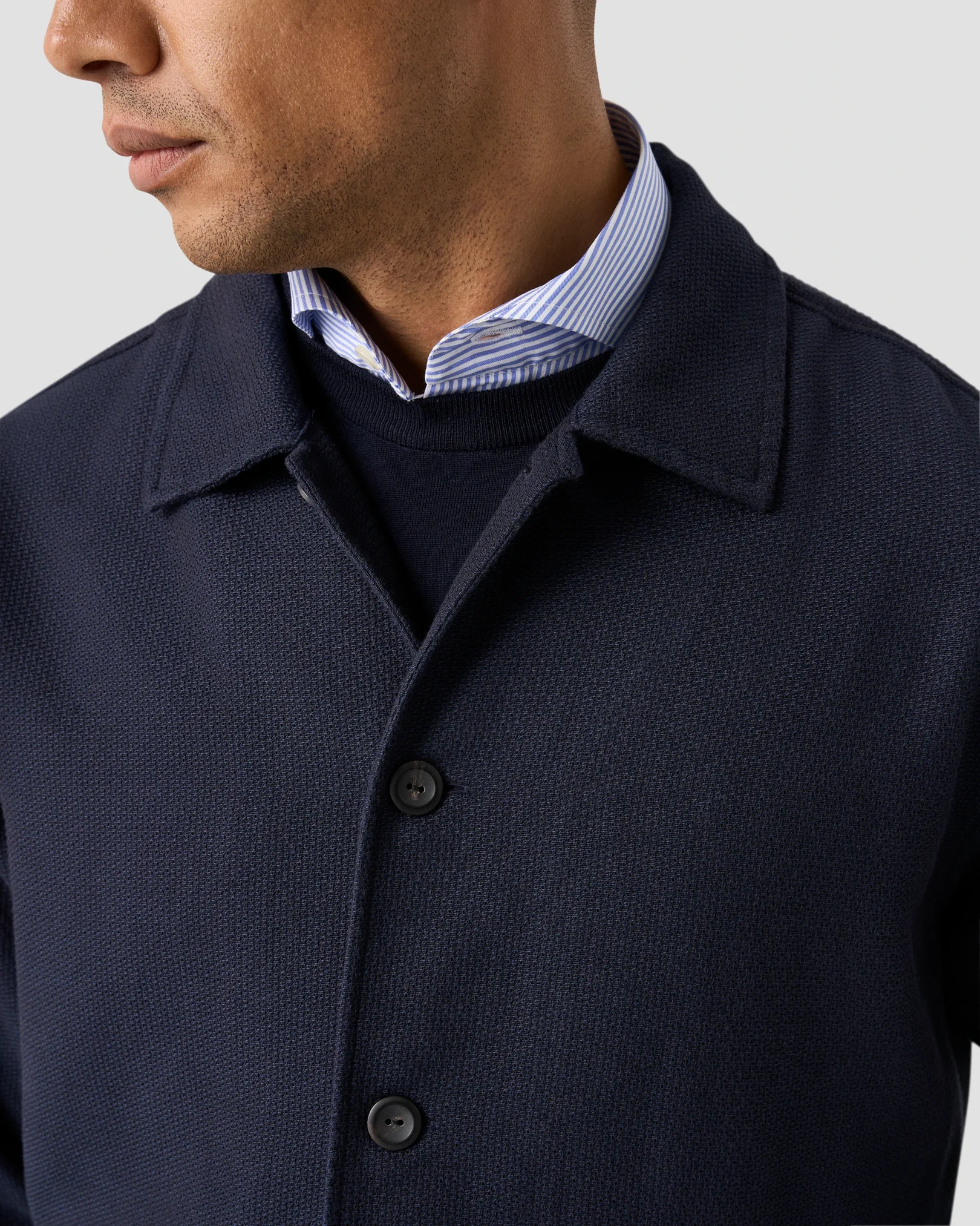 Eton - navy blue structured two pocket overshirt