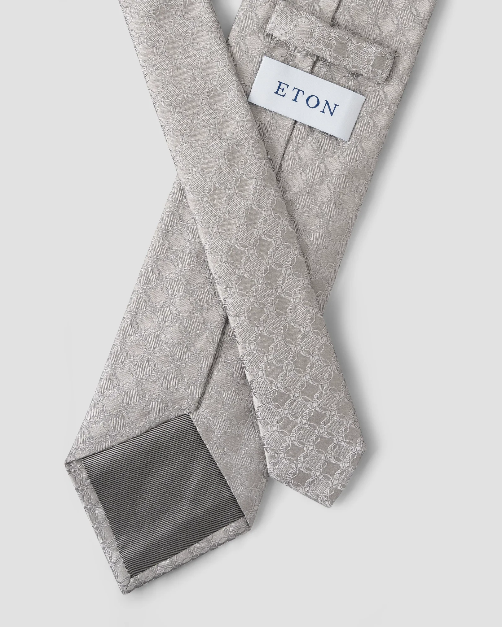 Cravate en soie à imprimé géométrique gris clair