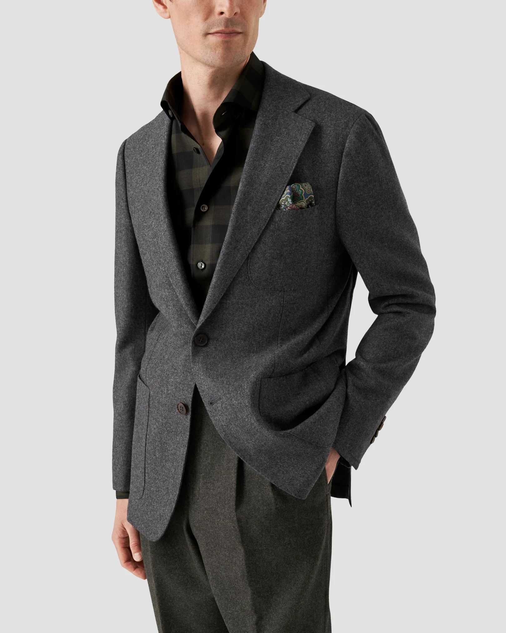 Eton - merino dark green shirt