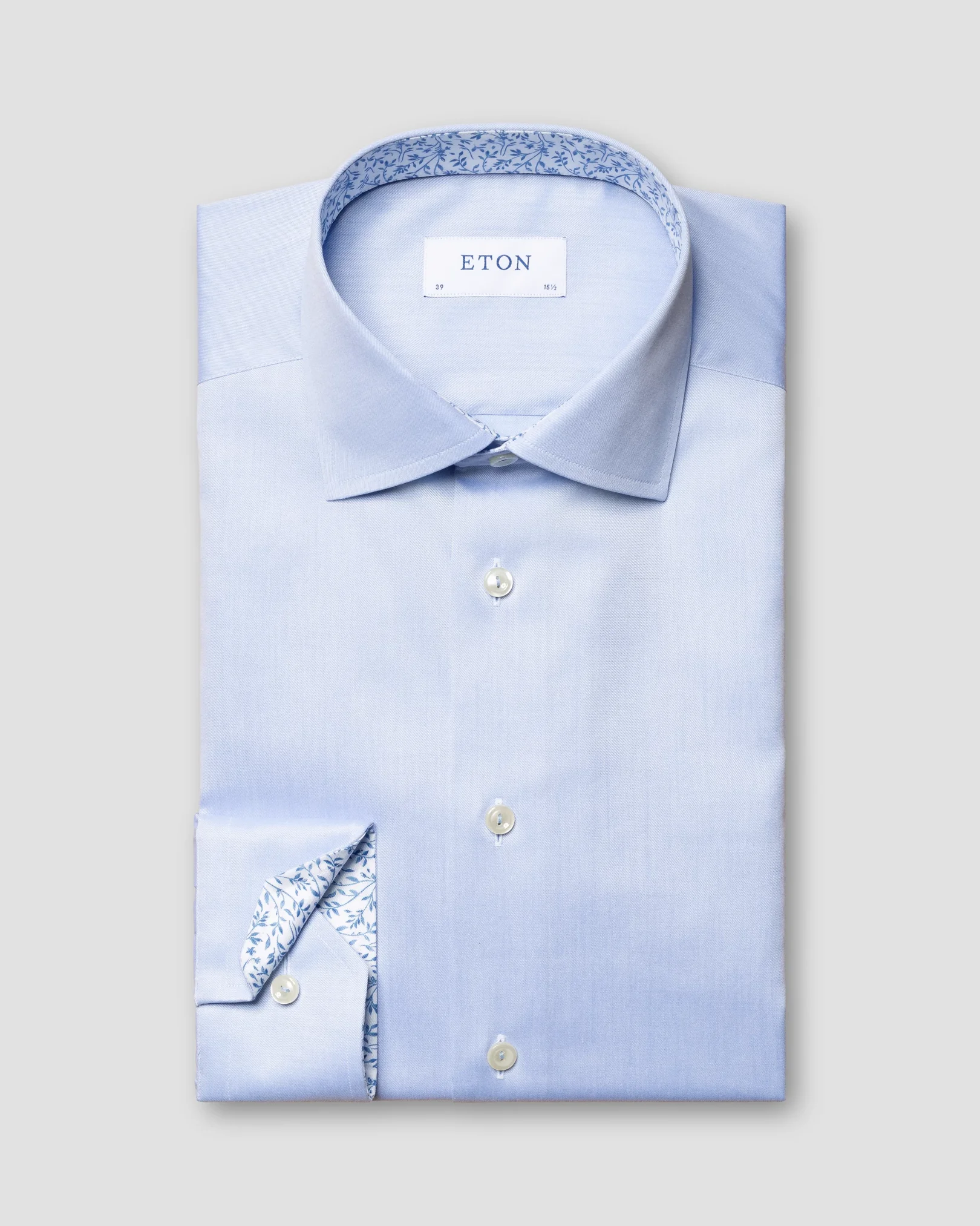 Eton - blue signature twill shirt floral details