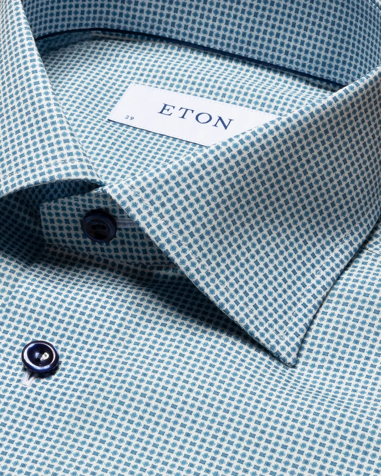 Eton - blue medallion print signature poplin shirt