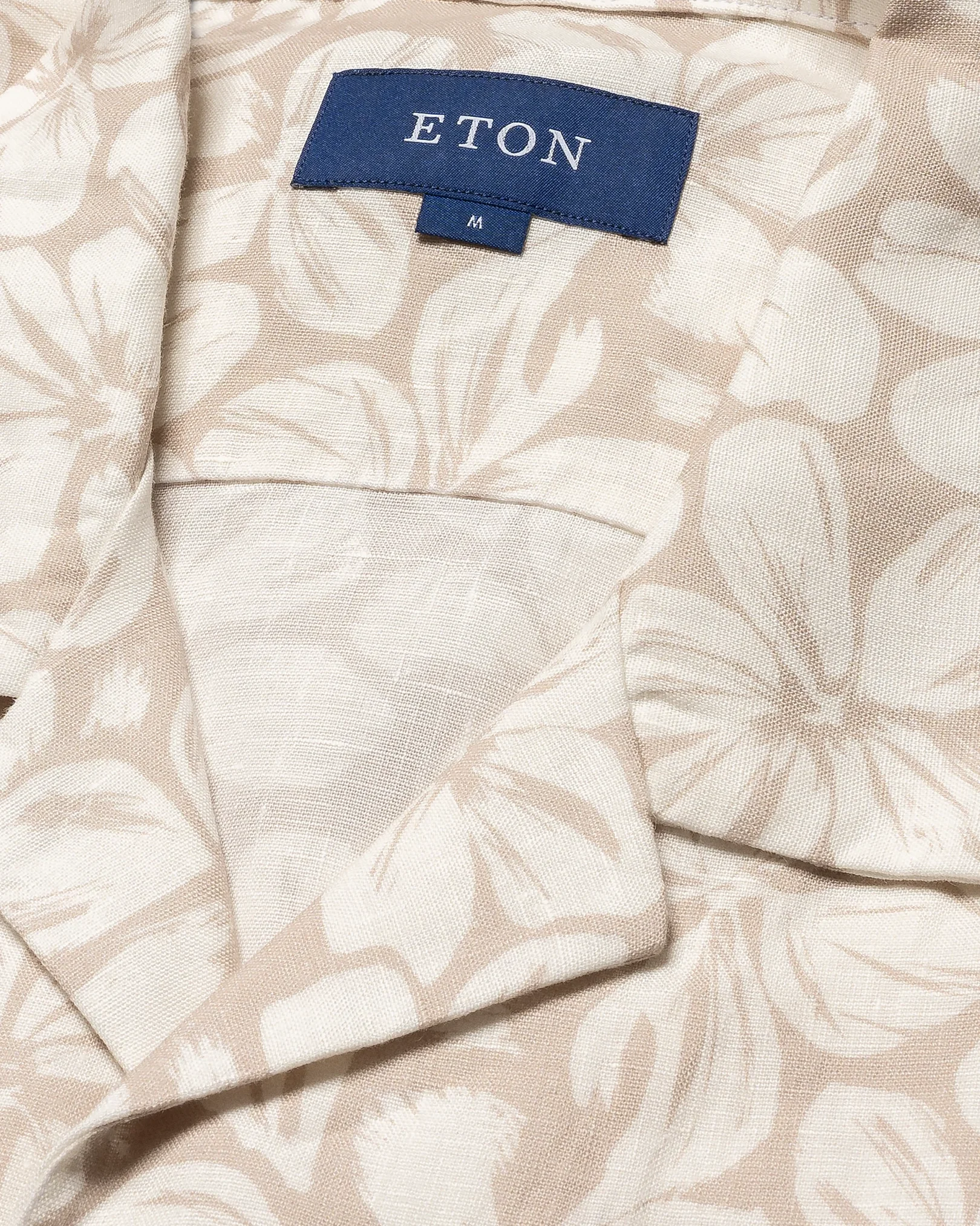 Eton - Light Brown Floral Print Linen Resort Shirt