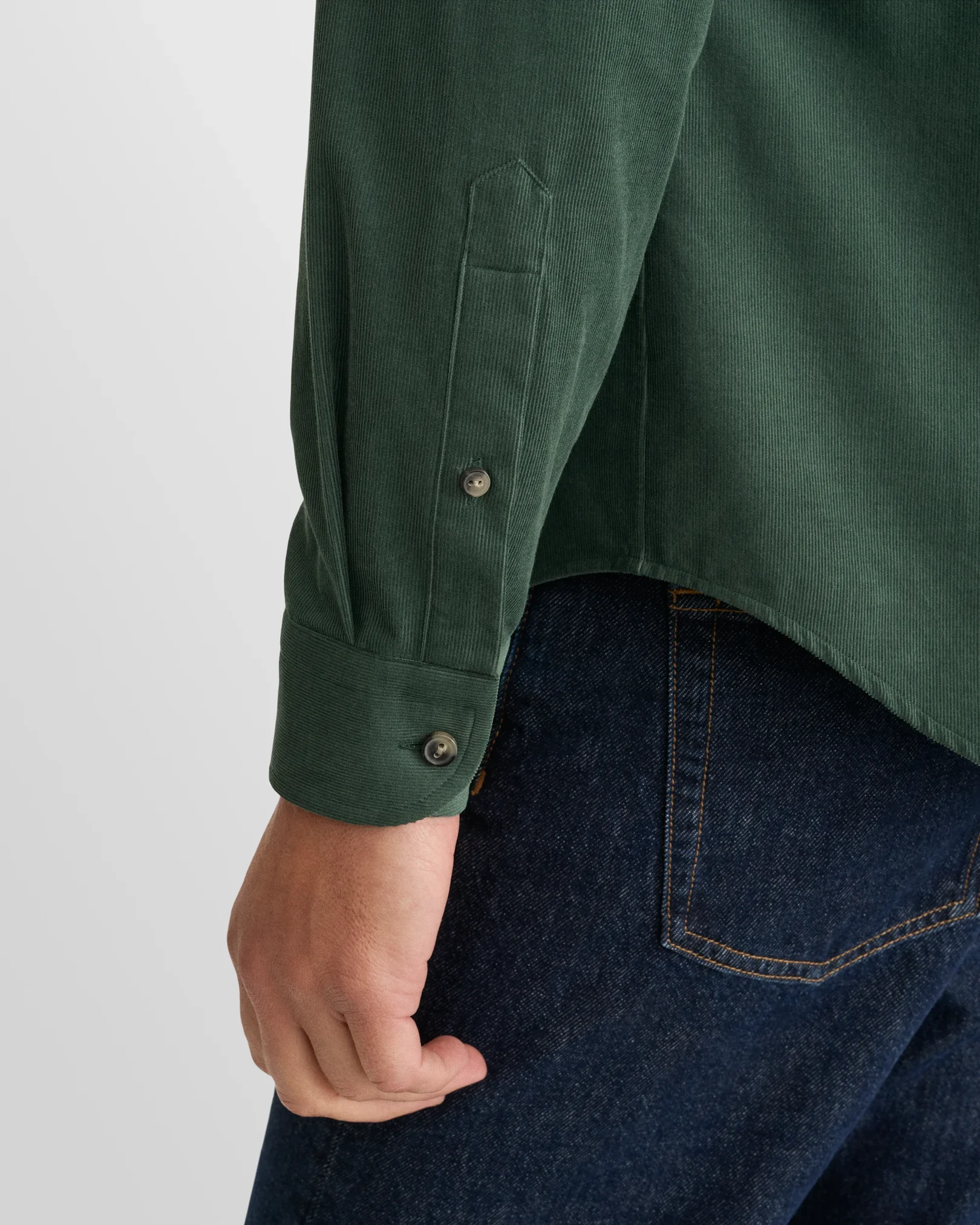 Eton - dark green solid corduroy shirt
