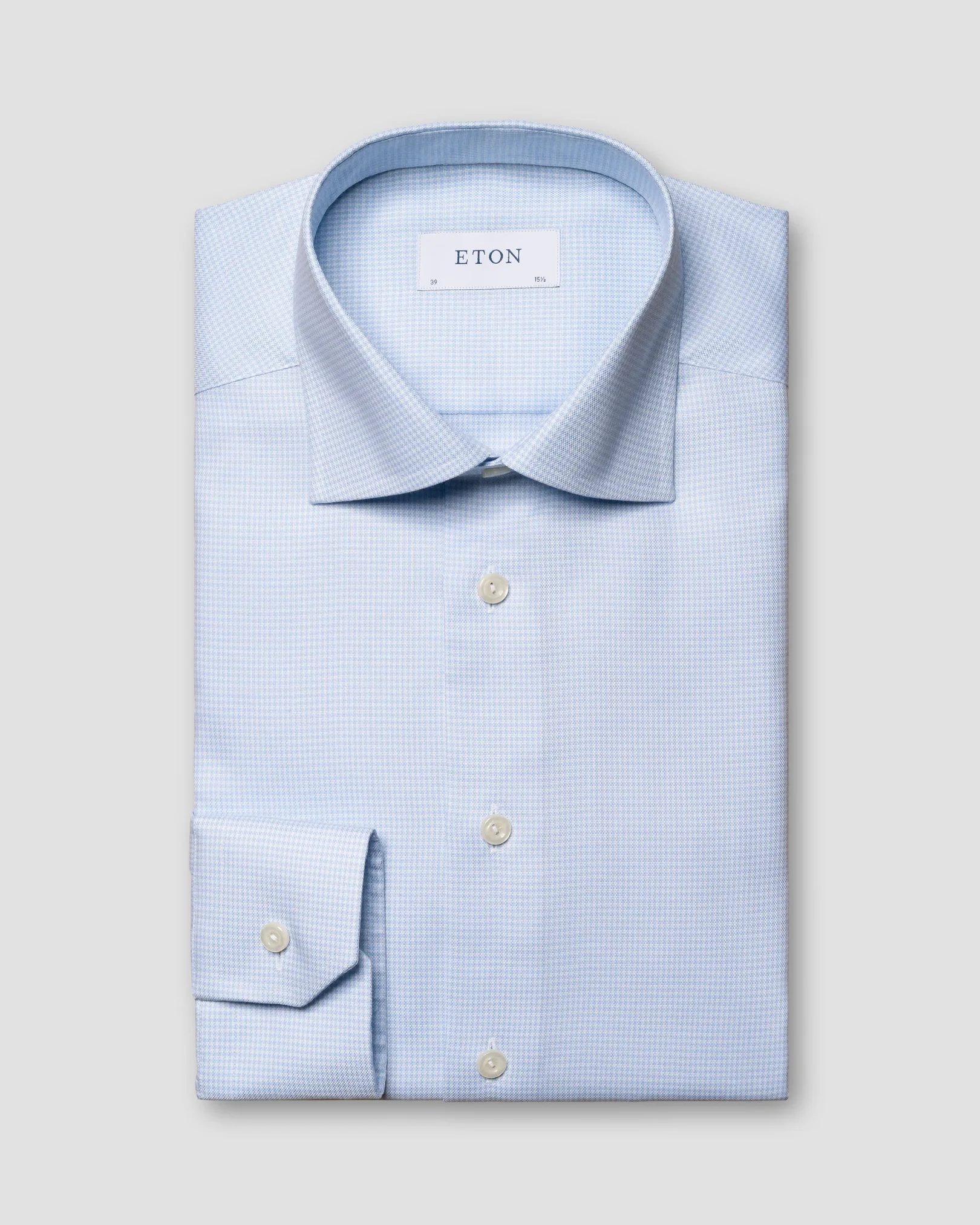 Eton - light blue twill mirco checked