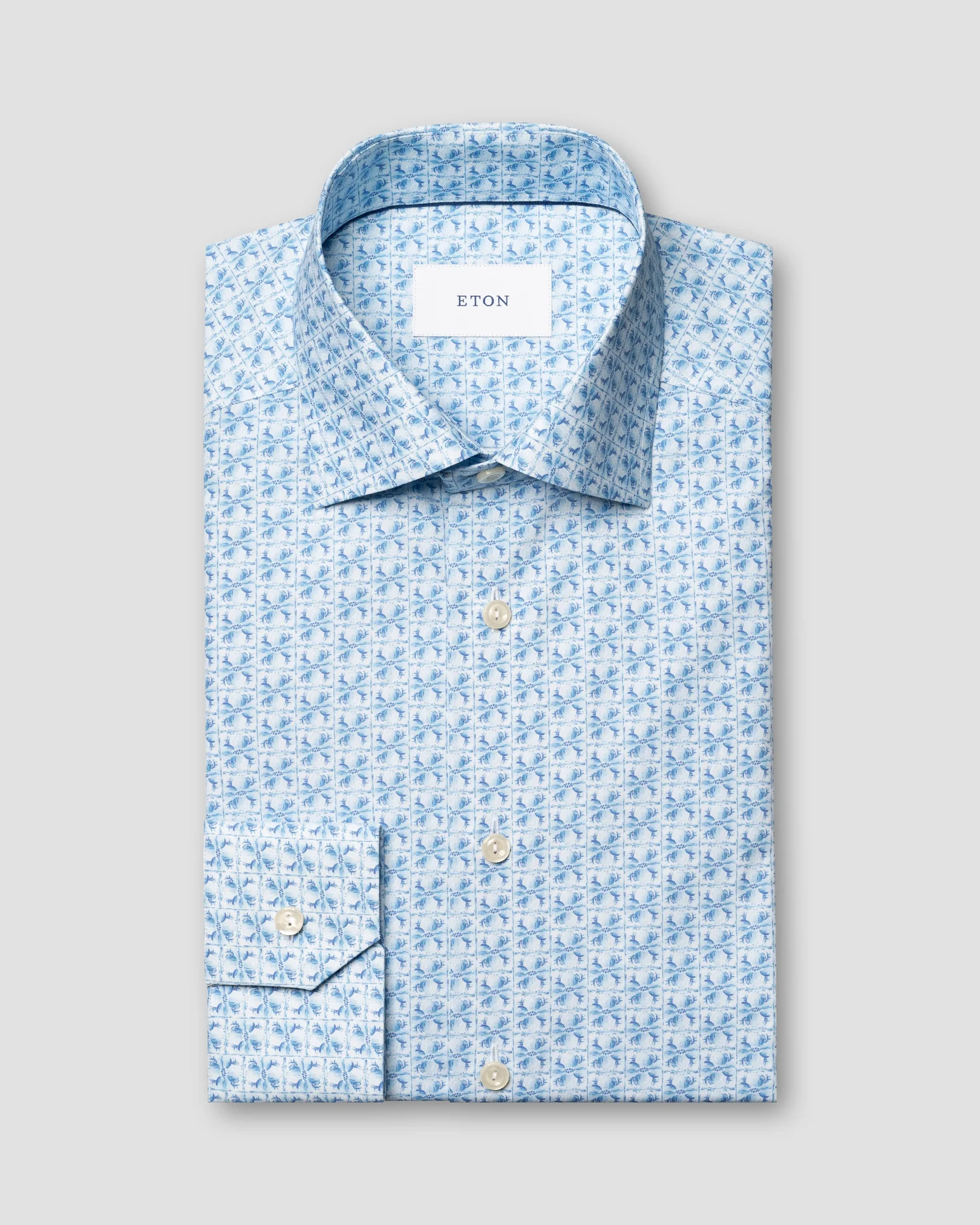 Eton - light blue floral signature poplin shirt