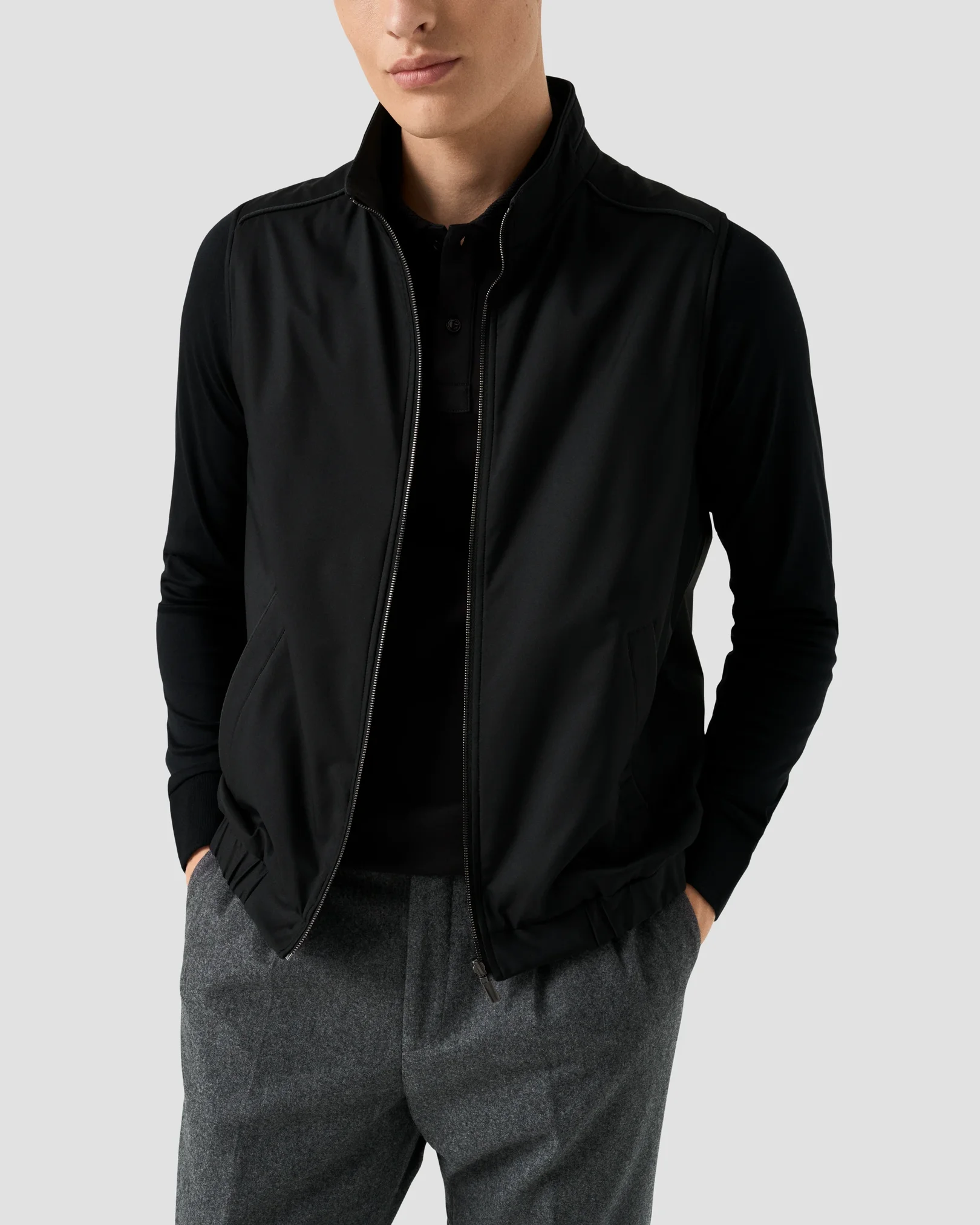 Eton - interlock polo shirt black interlock polo shirt